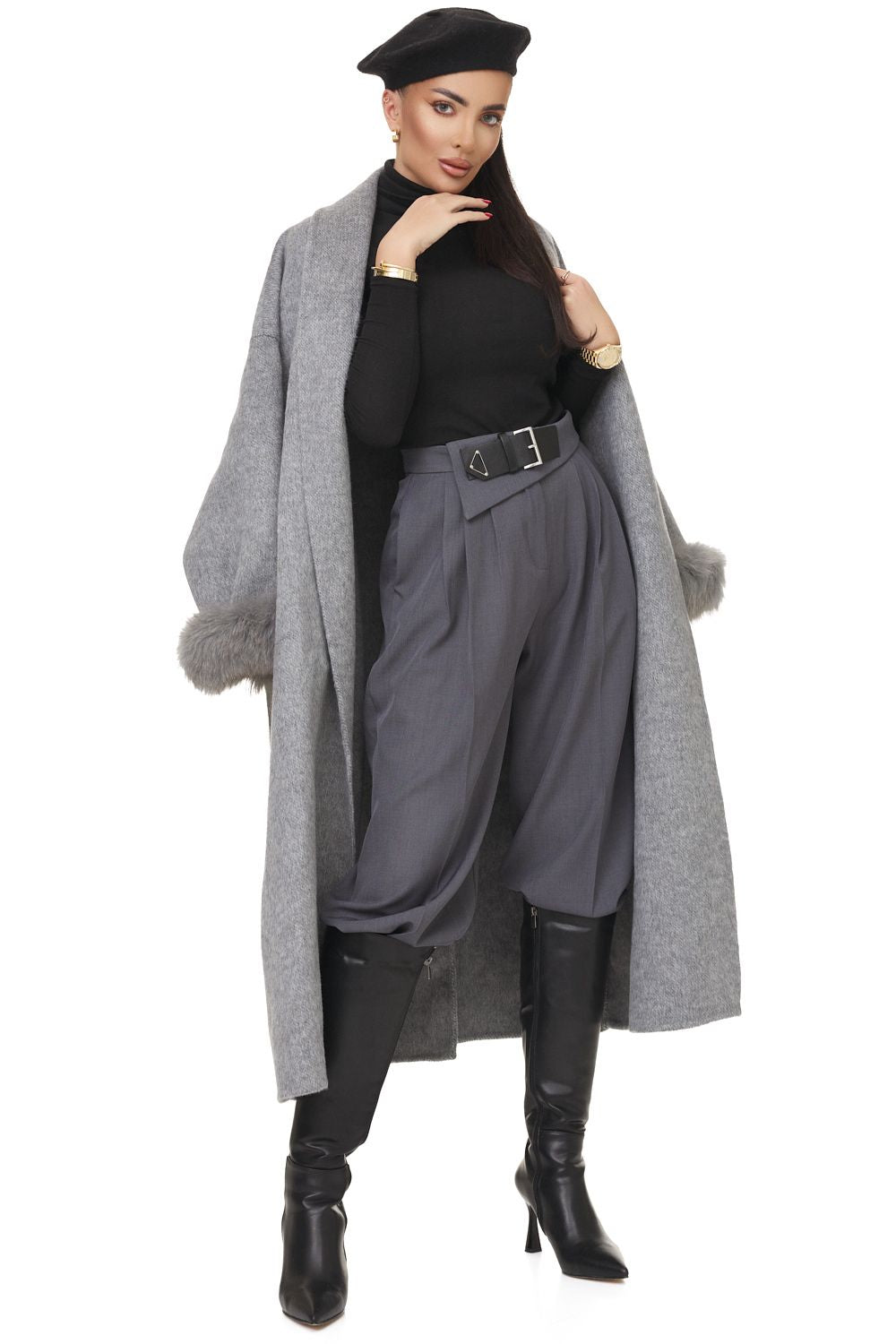 Pantaloni dama eleganti gri Mety Bogas