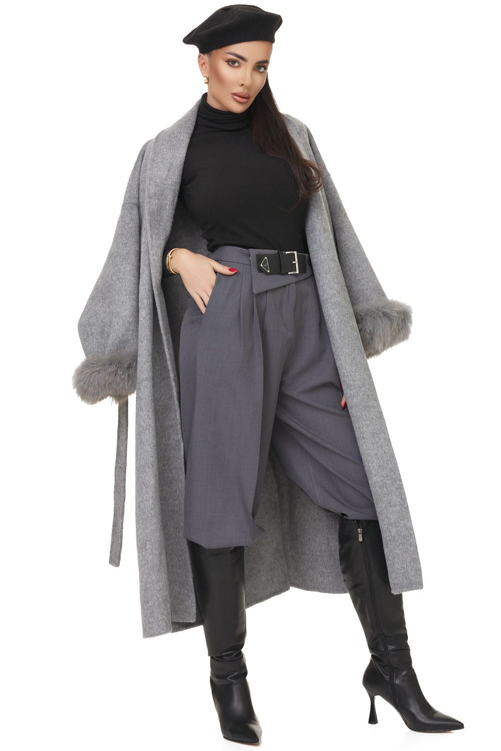 Pantaloni dama eleganti gri Mety Bogas