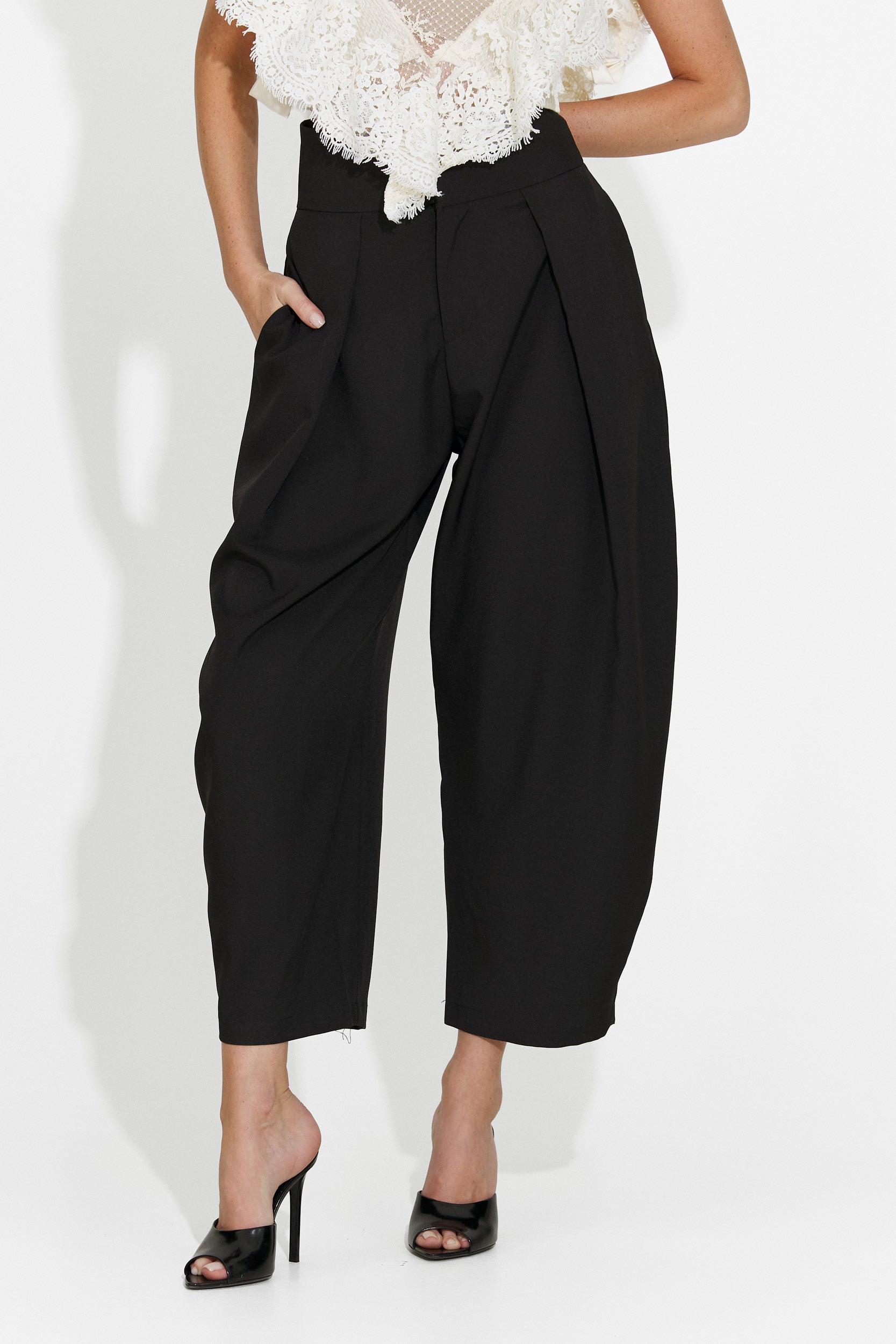 Pantaloni dama eleganti negri Kemily Bogas