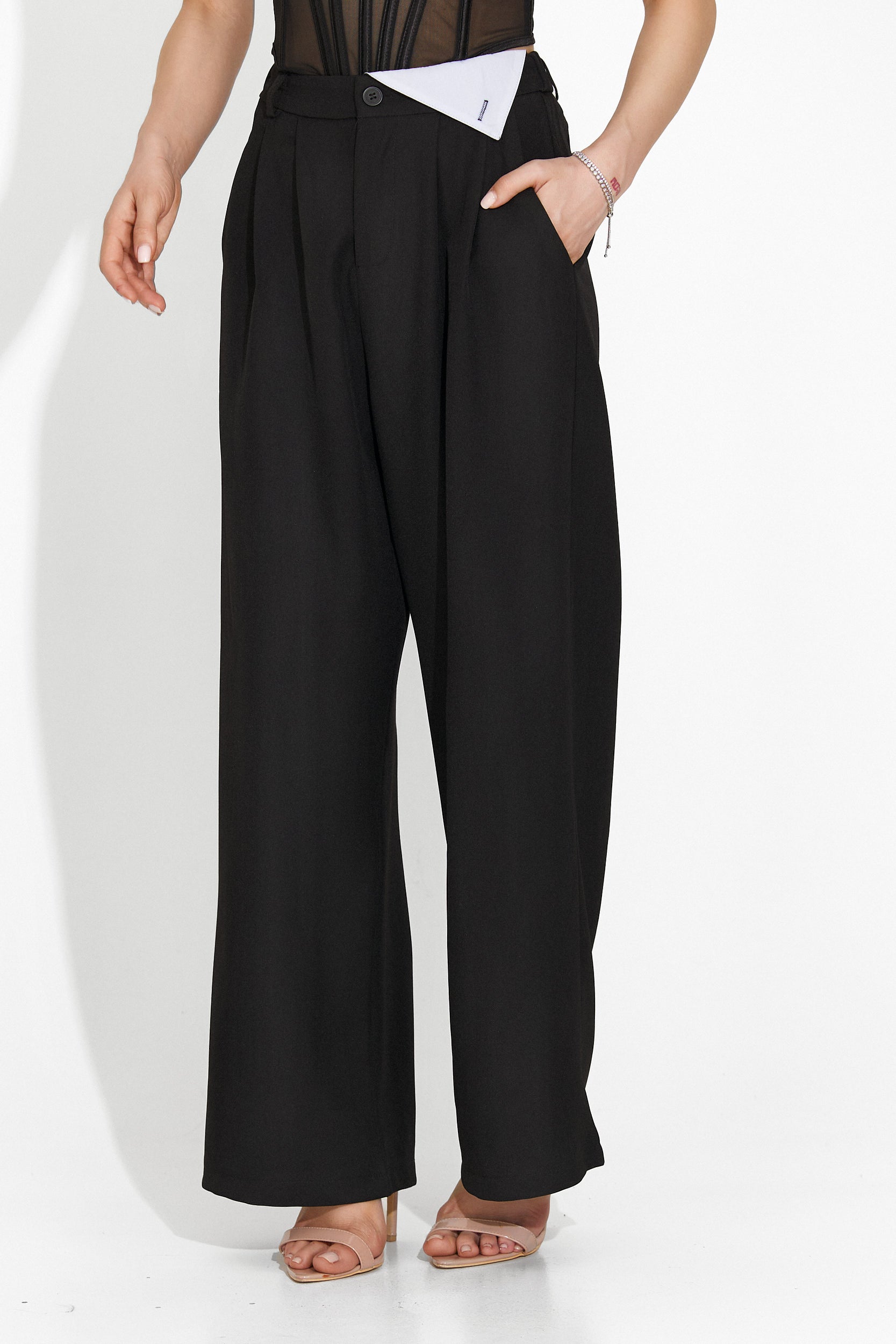 Pantaloni dama eleganti negri Lastisa Bogas