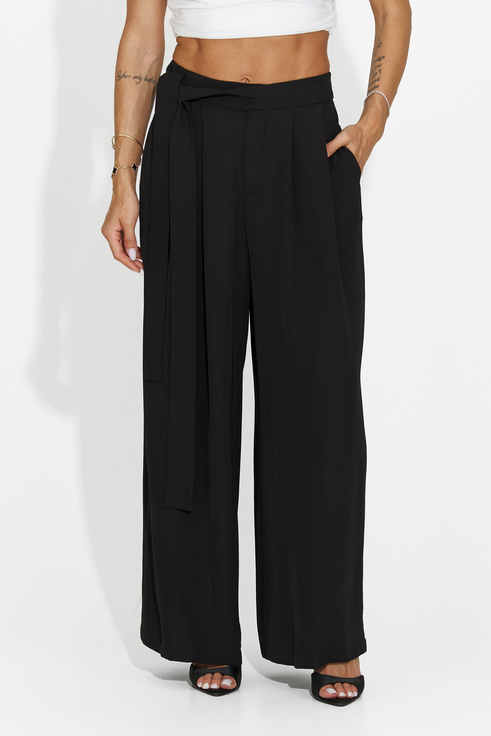 Pantaloni dama eleganti negri Lioria Bogas