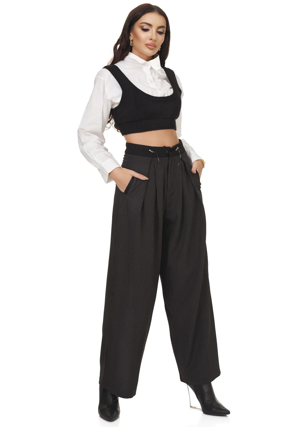 Pantaloni dama eleganti negri Medilea Bogas