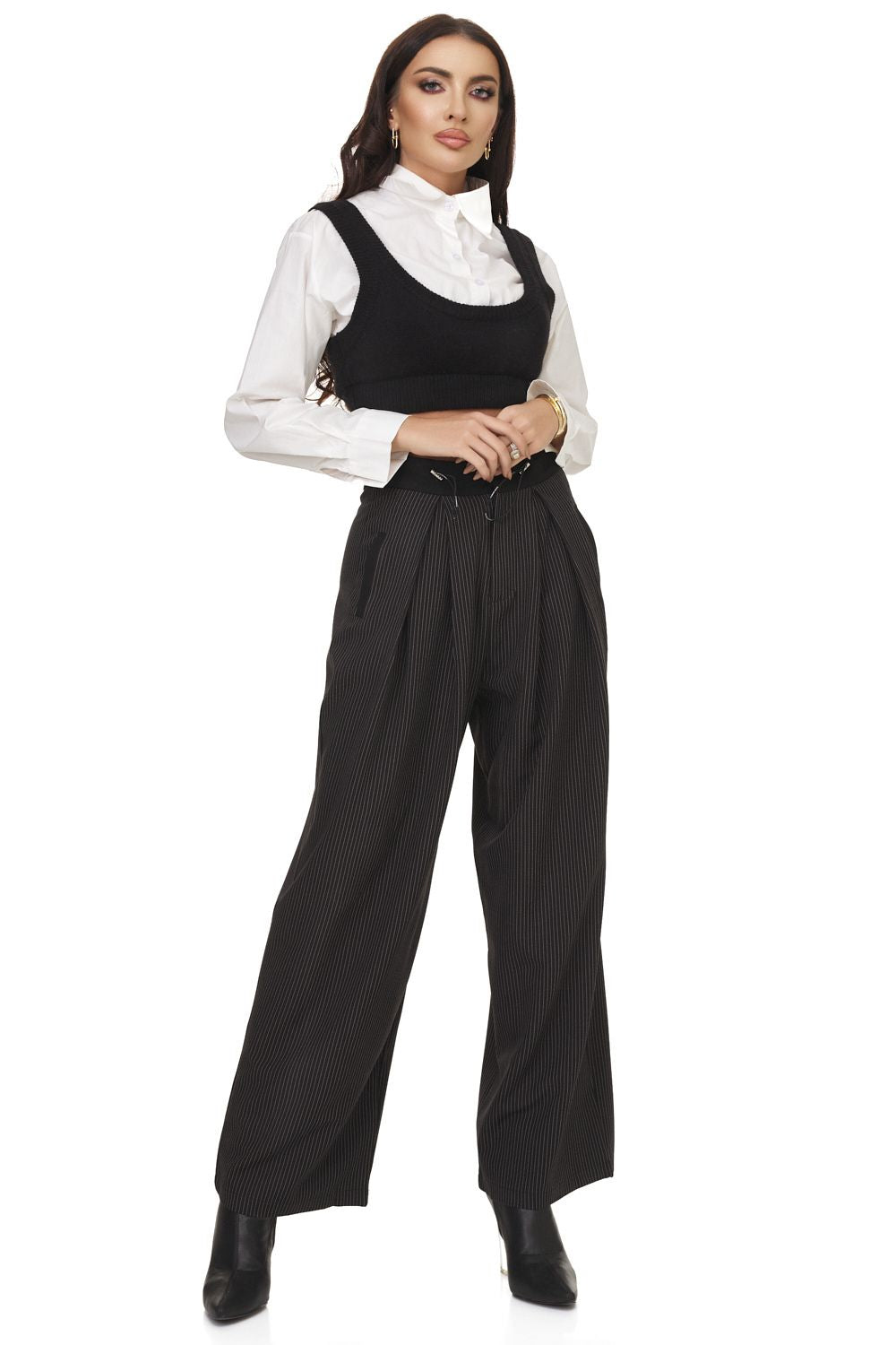 Pantaloni dama eleganti negri Medilea Bogas