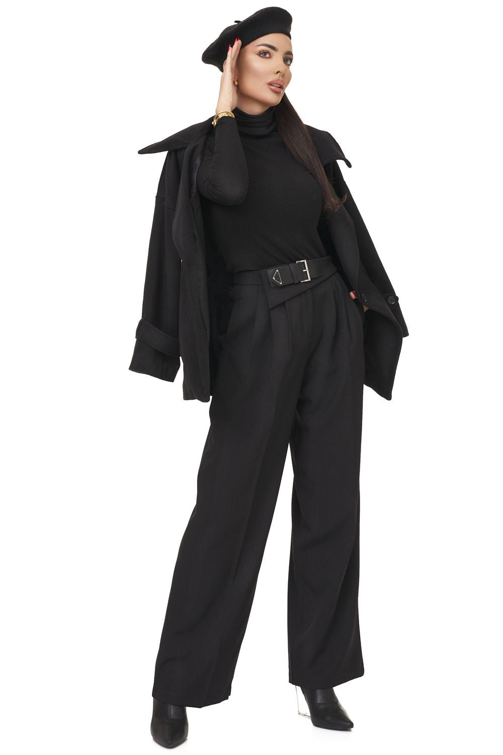 Pantaloni dama eleganti negri Mety Bogas
