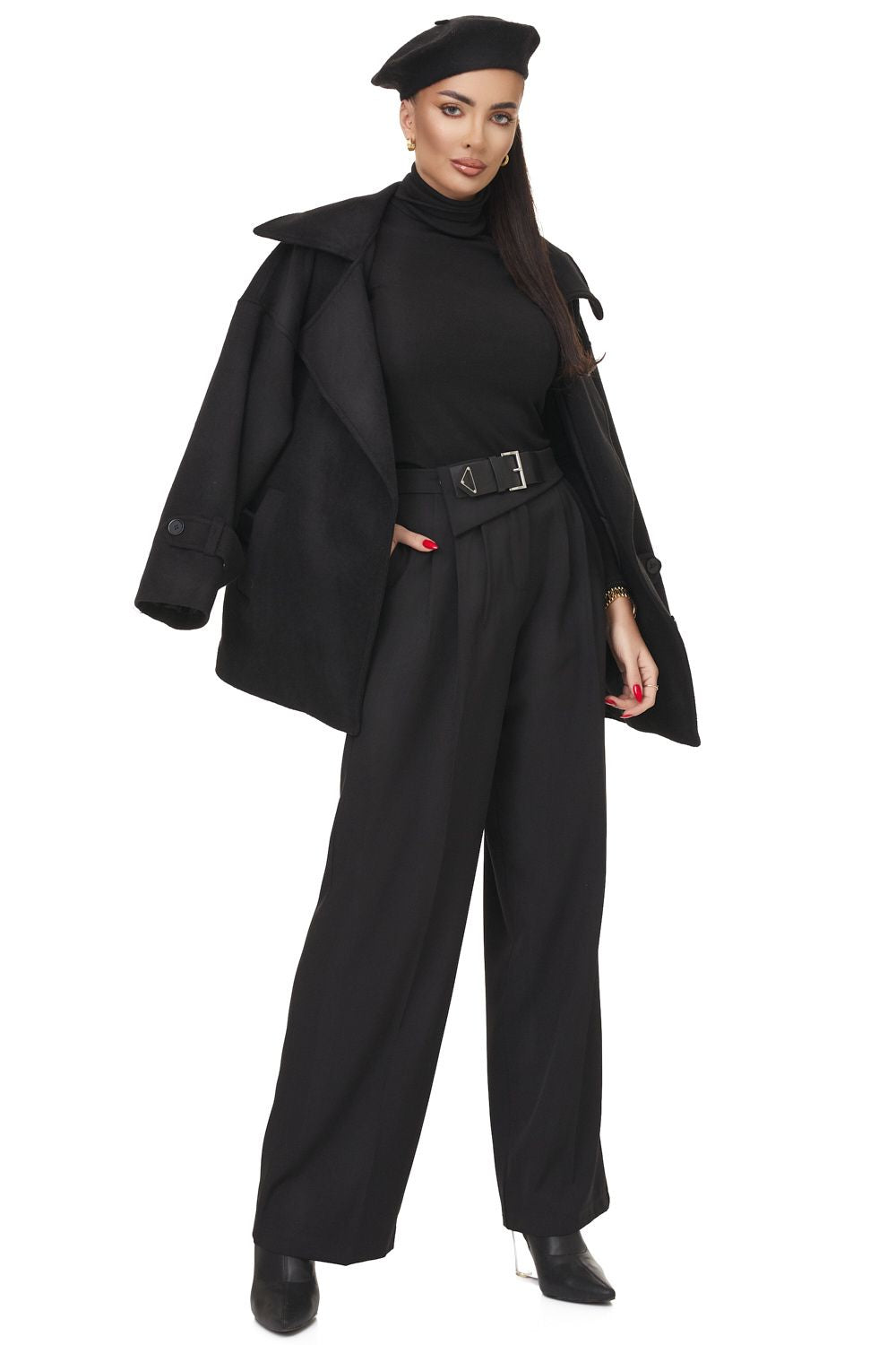 Pantaloni dama eleganti negri Mety Bogas