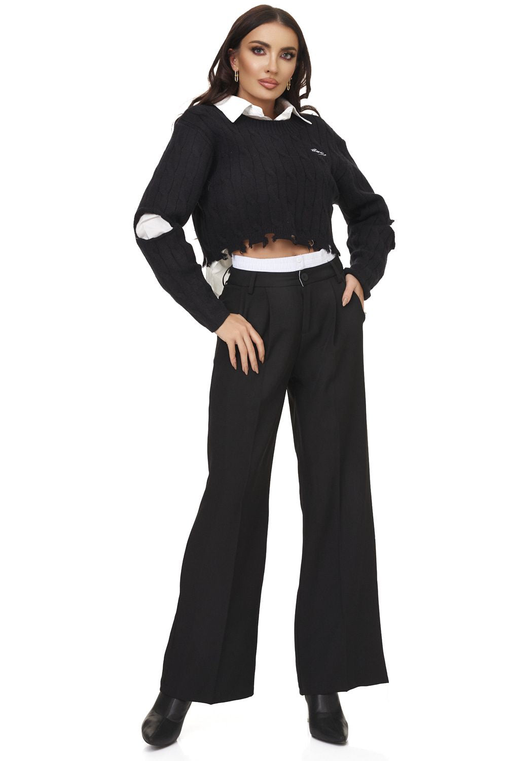 Pantaloni dama eleganti negri Midela Bogas