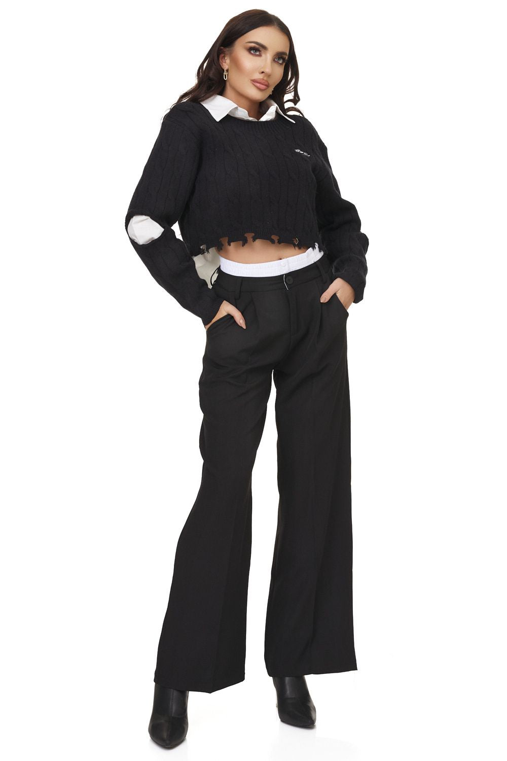 Pantaloni dama eleganti negri Midela Bogas
