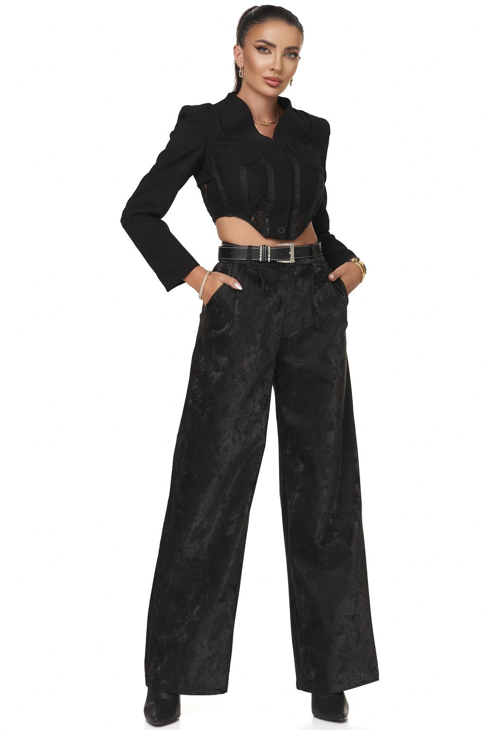 Pantaloni dama eleganti negri Ticaly Bogas