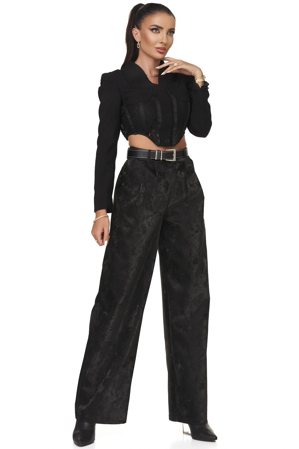 Pantaloni dama eleganti negri Ticaly Bogas