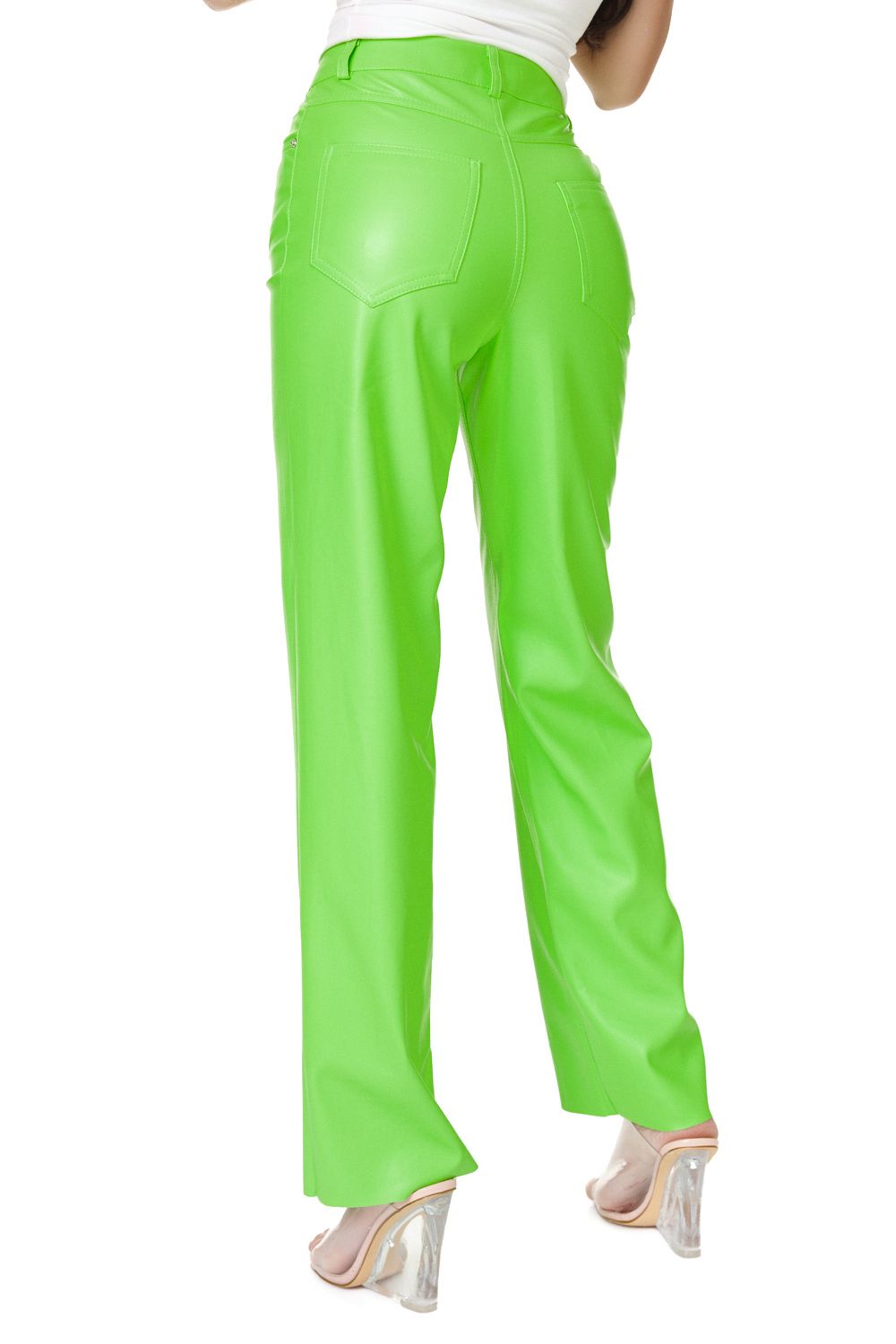 Pantaloni dama eleganti verde neon Pintalo Bogas