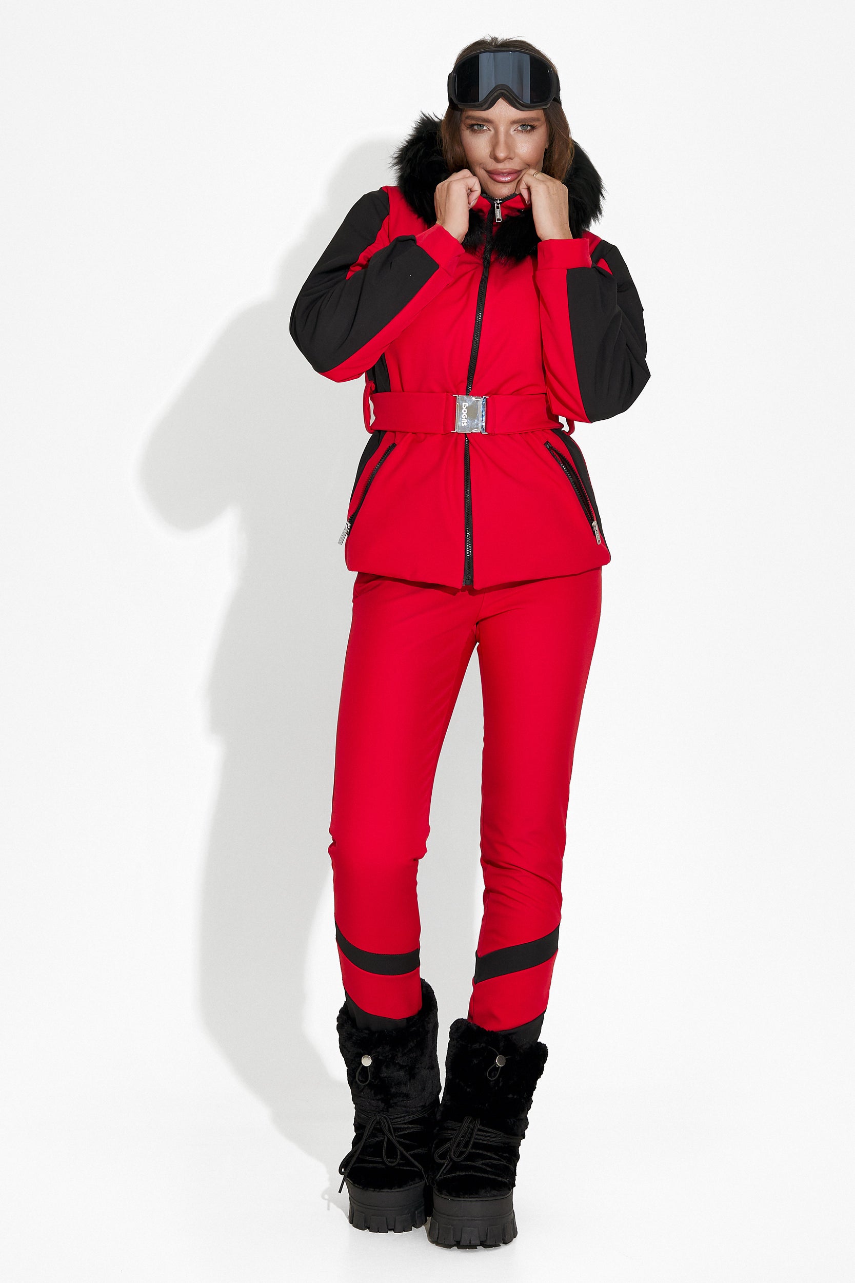 Pantaloni ski dama rosii Lorya Bogas