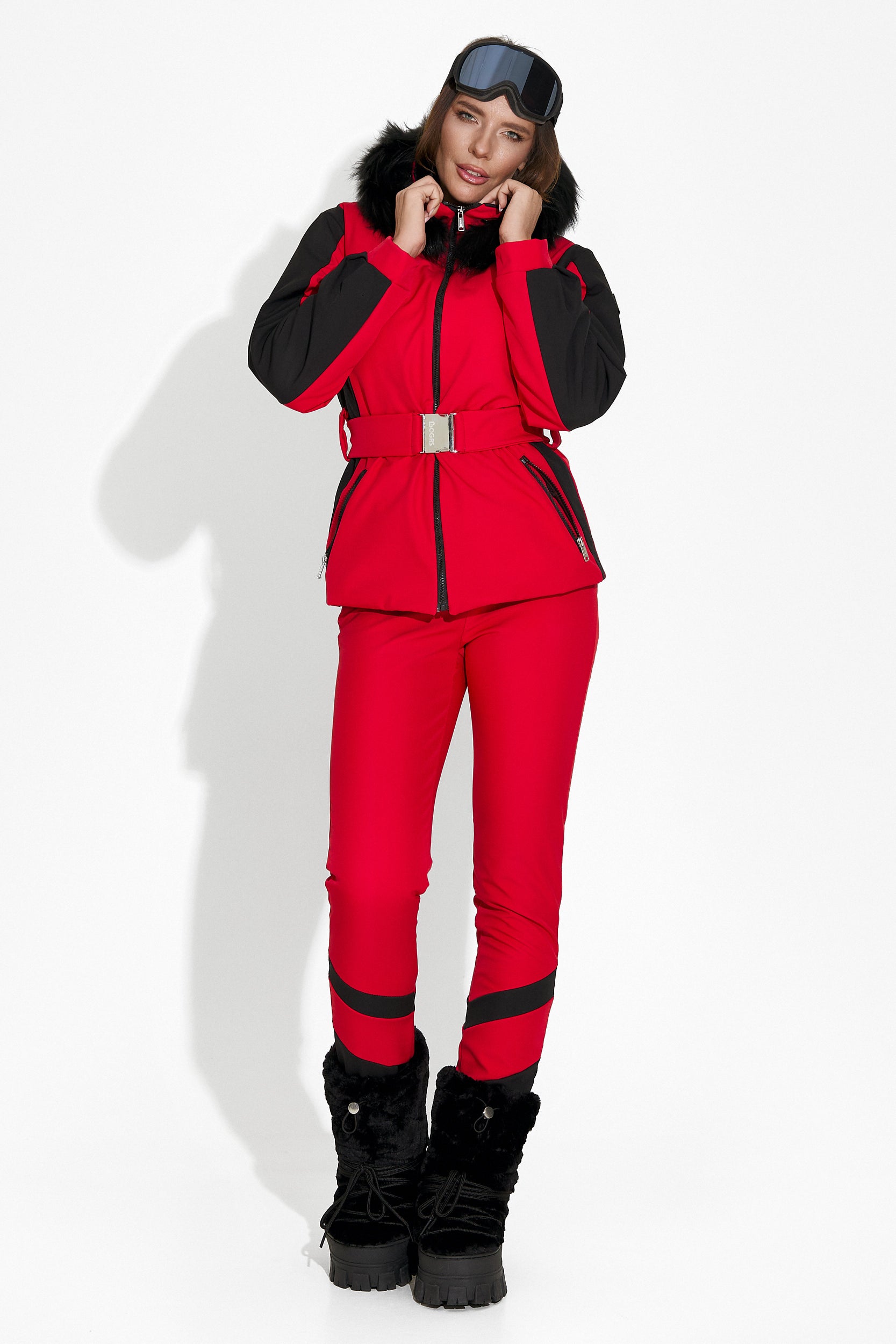 Pantaloni ski dama rosii Lorya Bogas