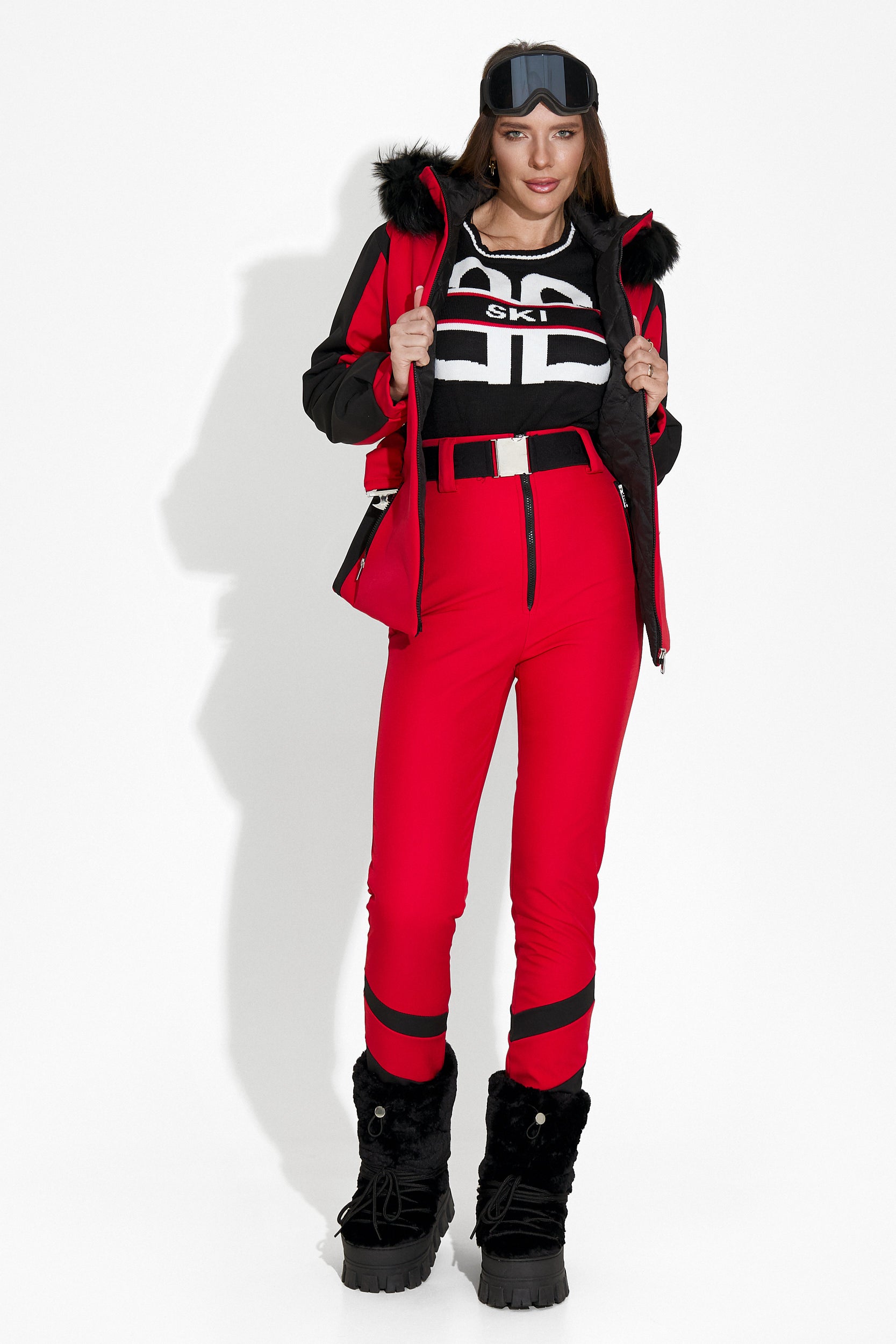 Pantaloni ski dama rosii Lorya Bogas