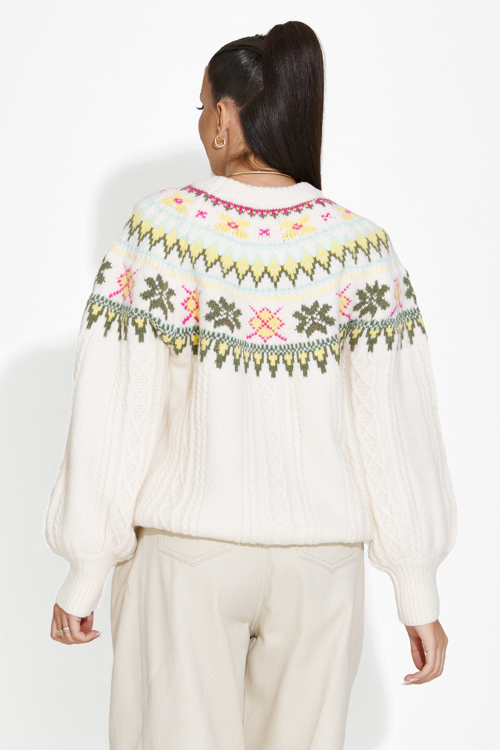 Pulover dama casual bej Delois Bogas