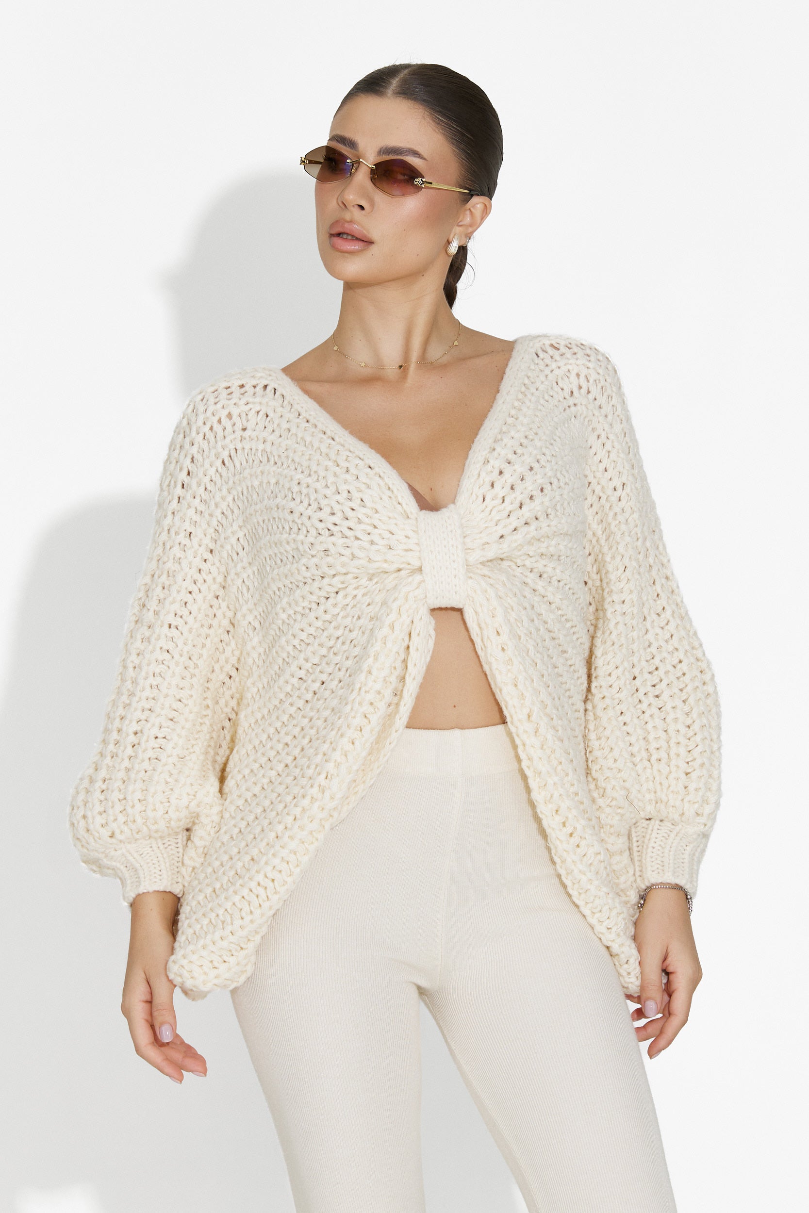 Pulover dama casual bej Raviana Bogas