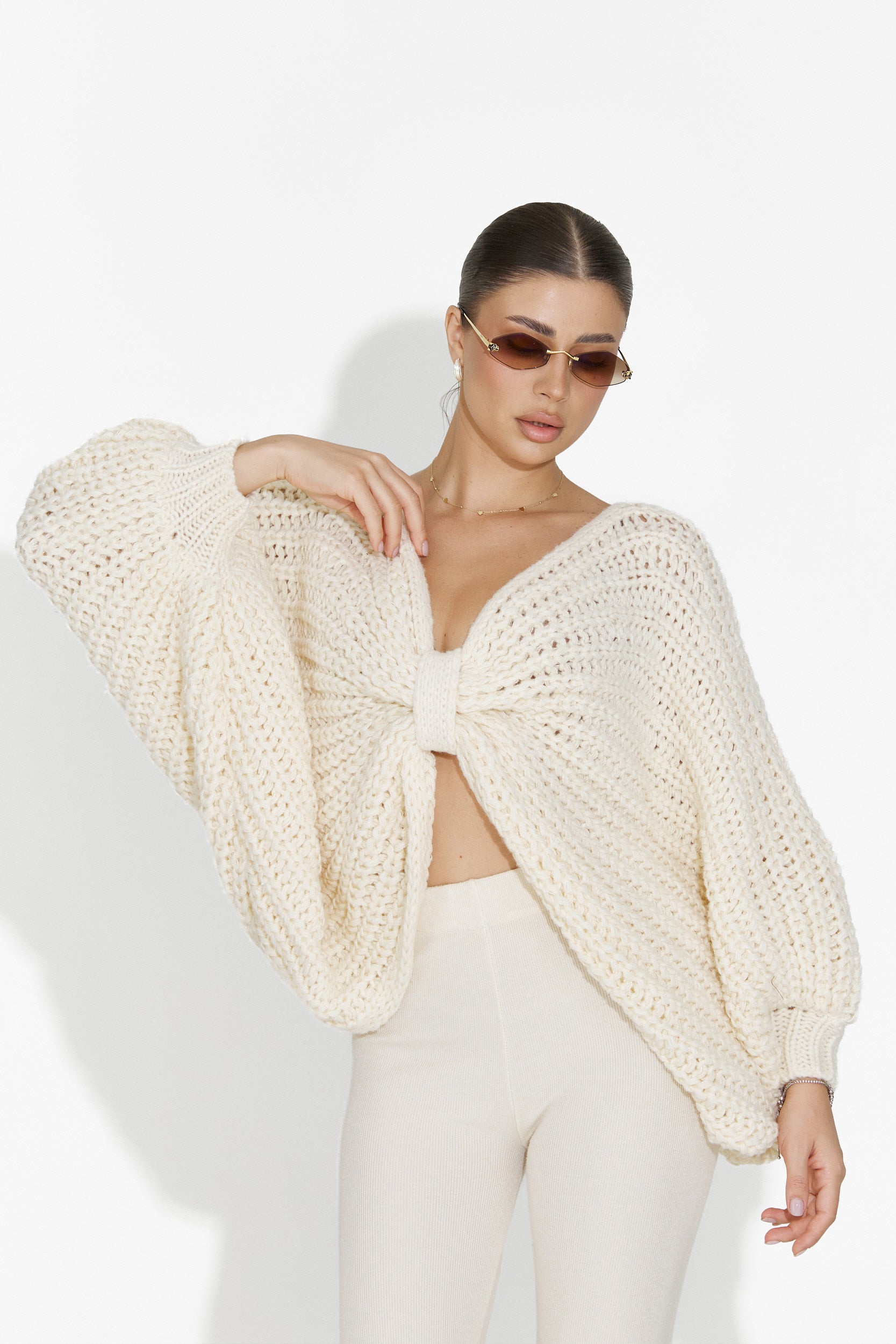 Pulover dama casual bej Raviana Bogas