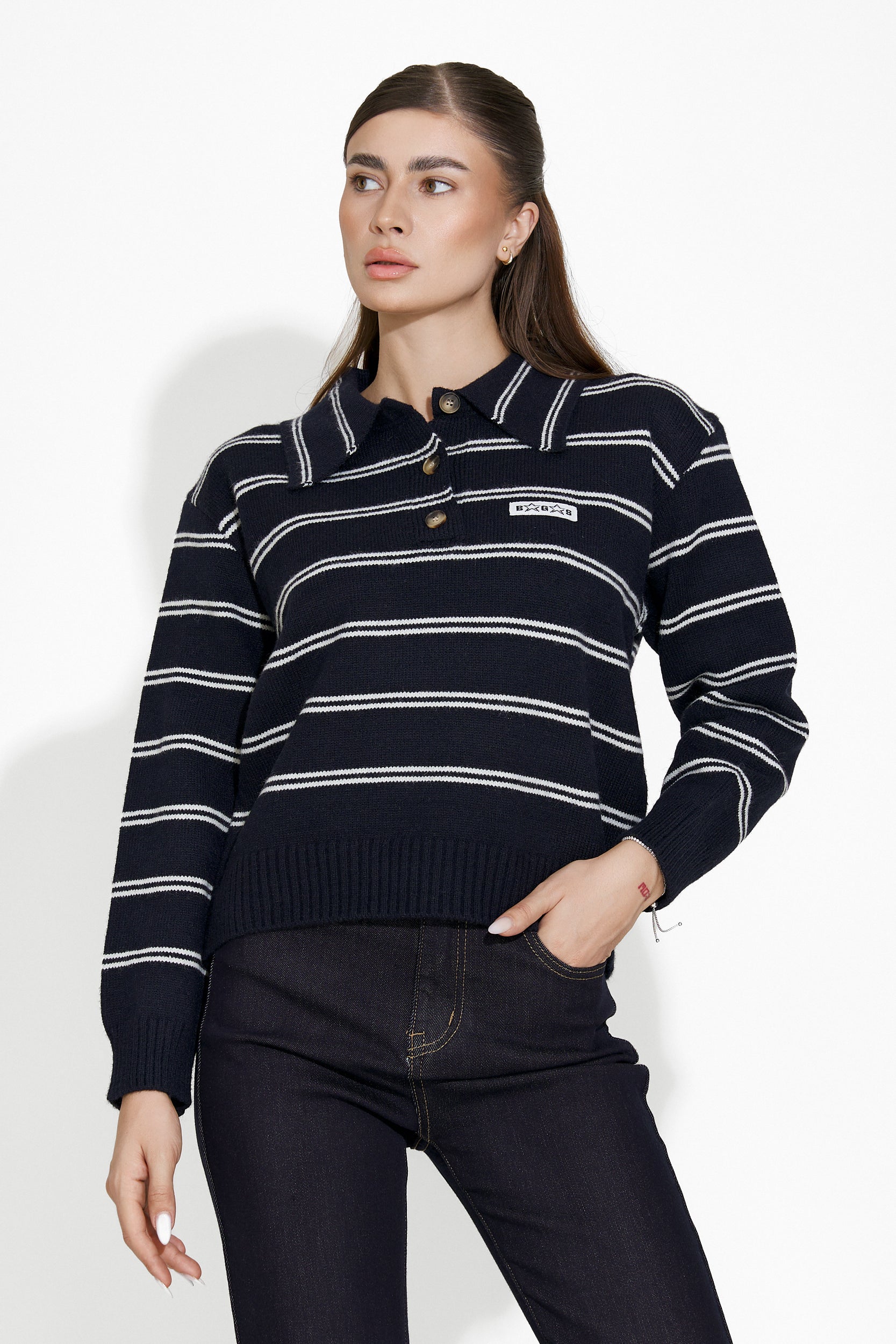 Pulover dama casual bleumarin Oivia Bogas