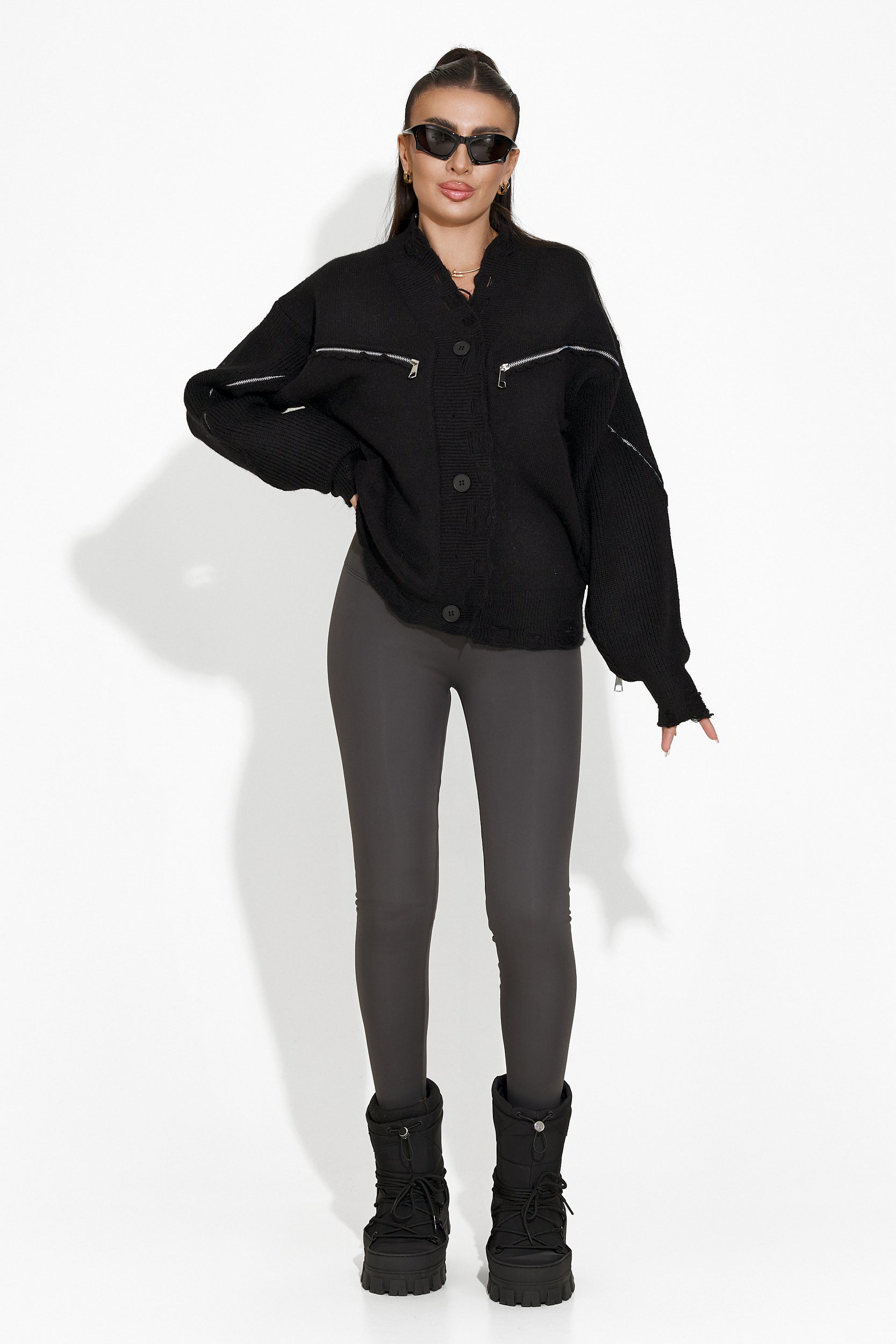 Pulover dama casual negru Doneta Bogas
