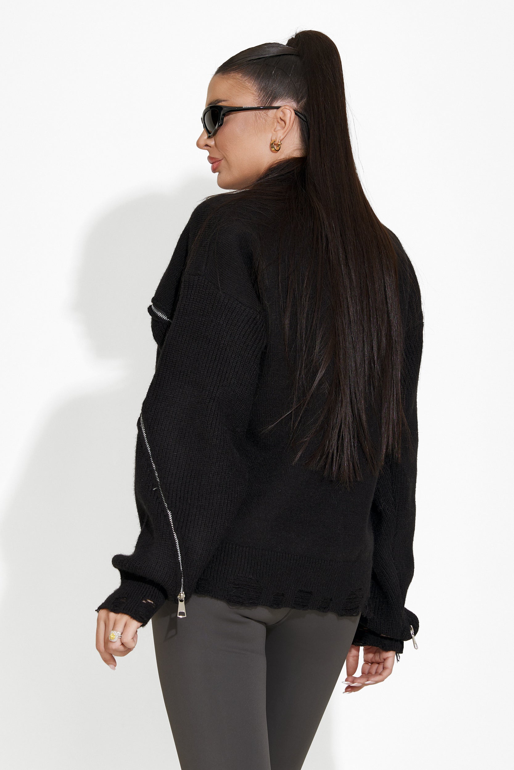 Pulover dama casual negru Doneta Bogas