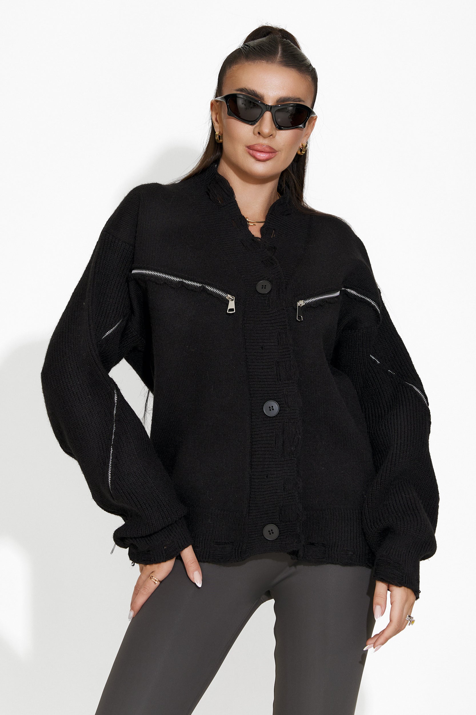 Pulover dama casual negru Doneta Bogas