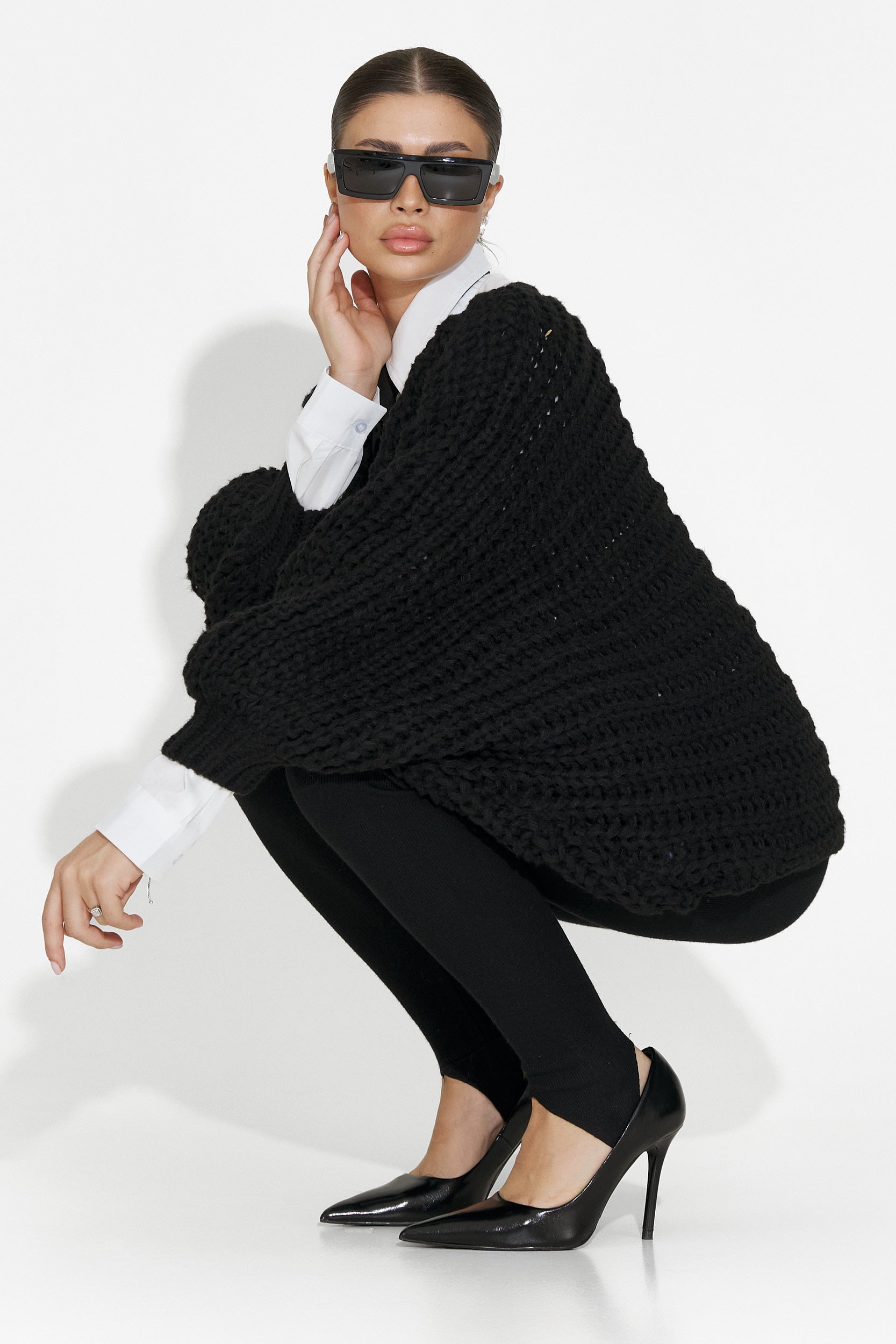 Pulover dama casual negru Raviana Bogas