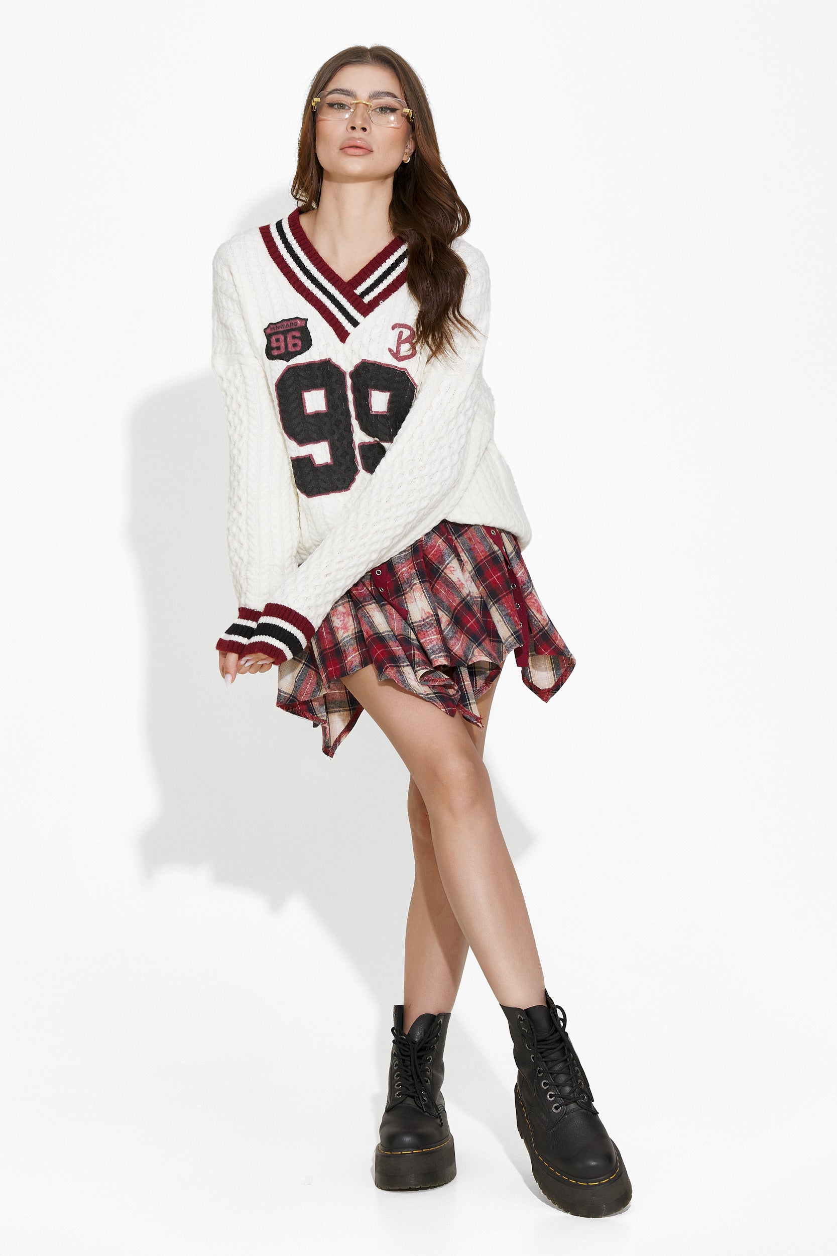 Pulover dana casual alb Rosyena Bogas
