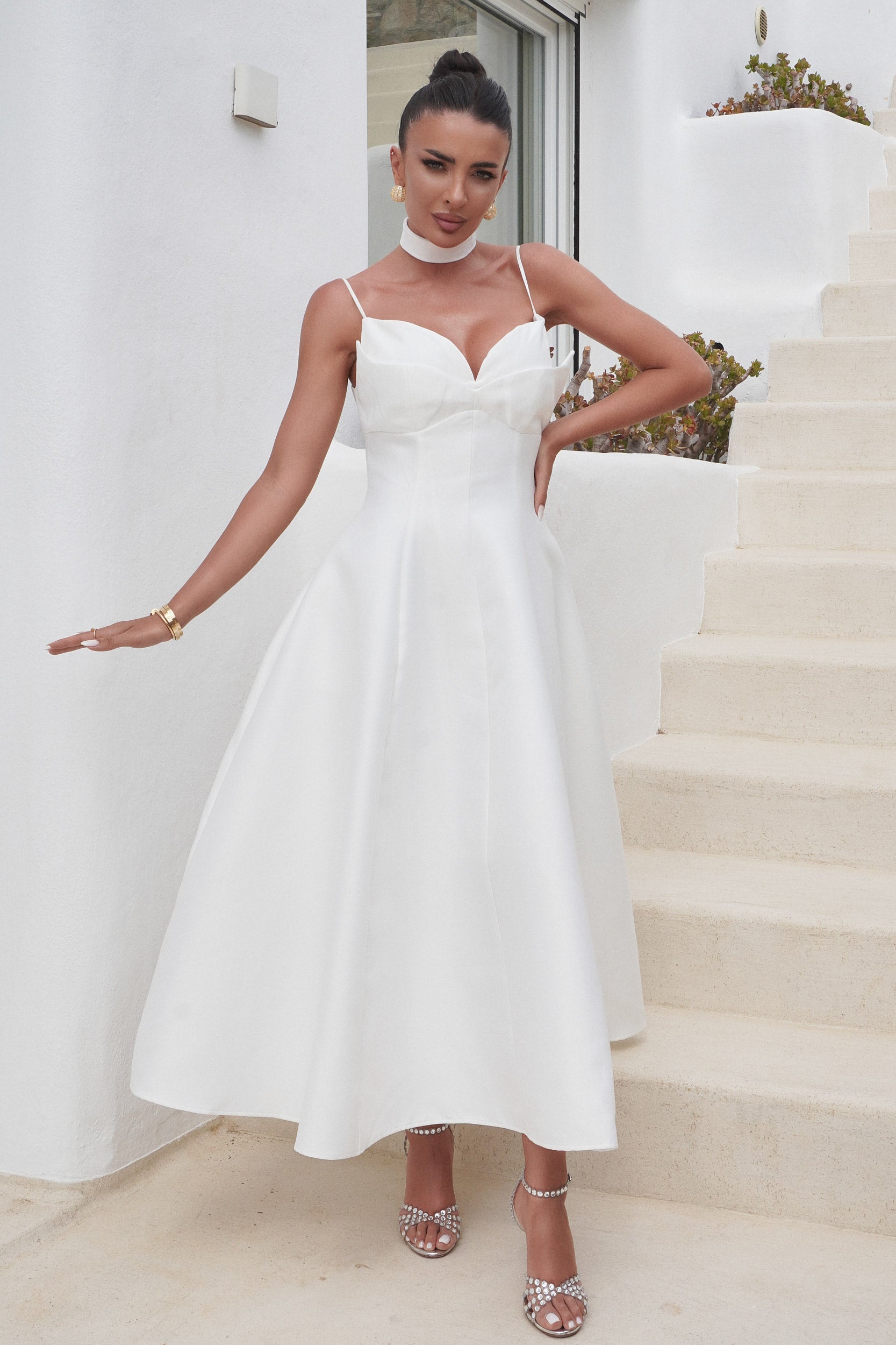 Rochie dama lunga alba Auriane Bogas