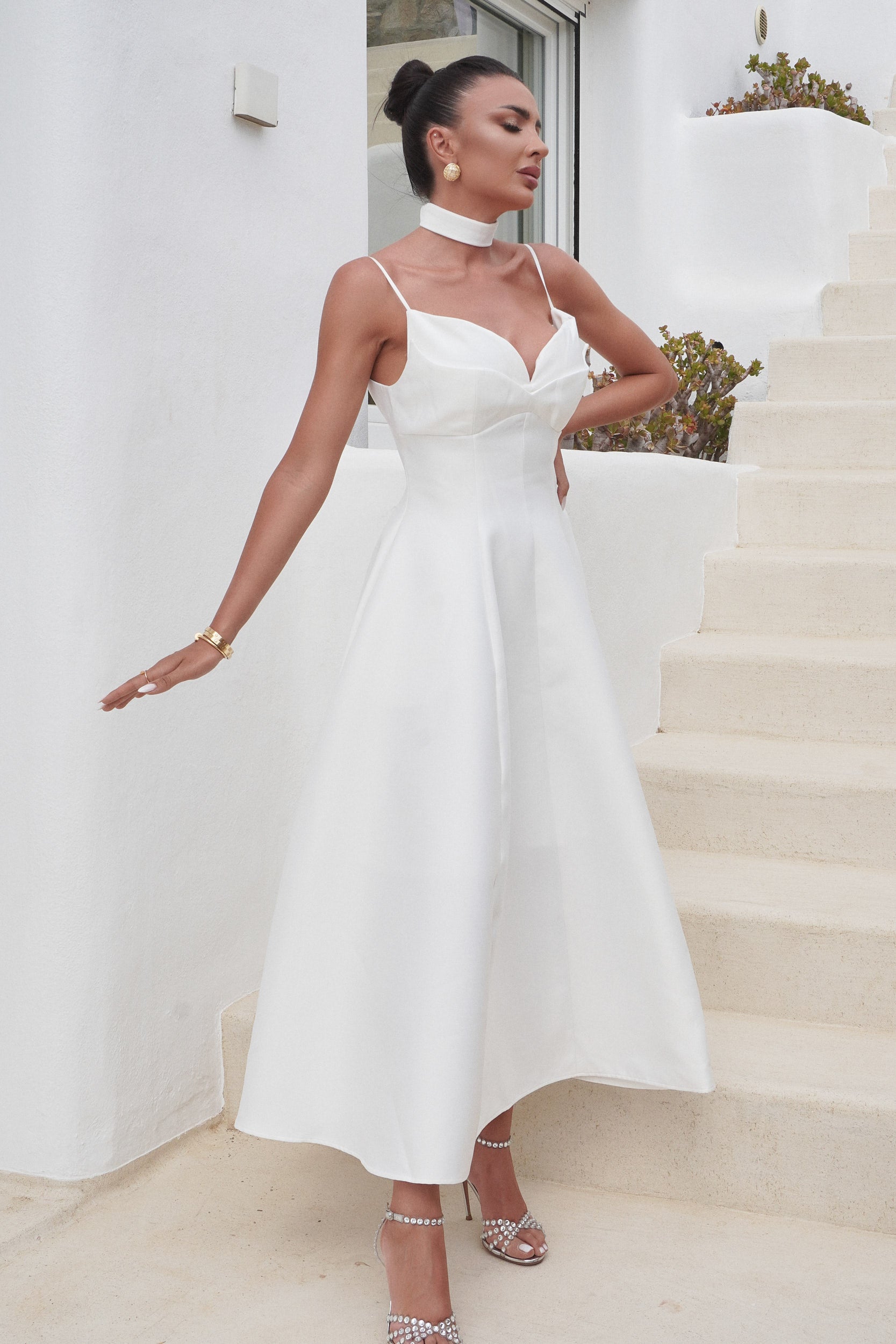 Rochie dama lunga alba Auriane Bogas