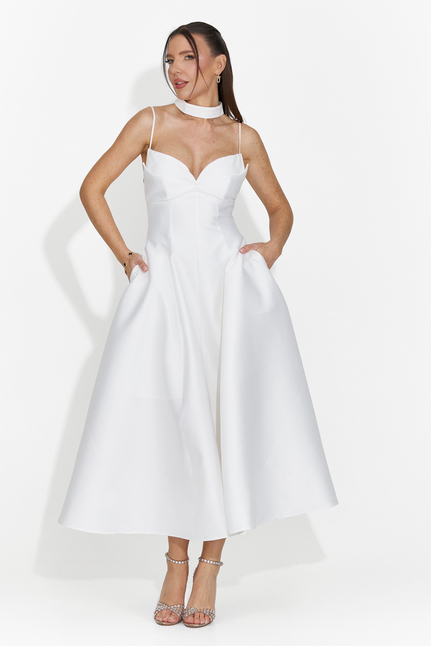 Rochie dama lunga alba Coriza Bogas