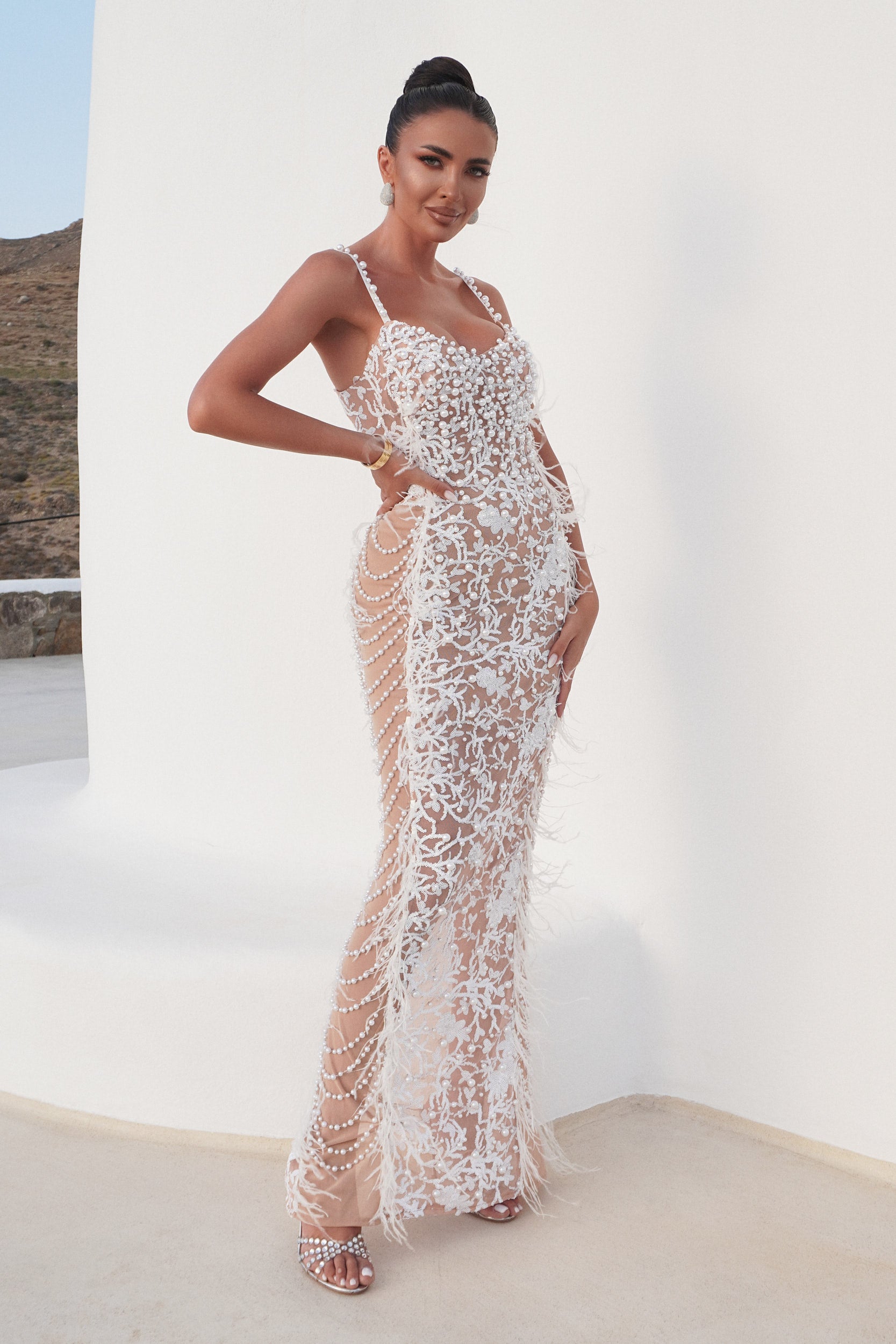 Rochie dama lunga alba Johana Bogas