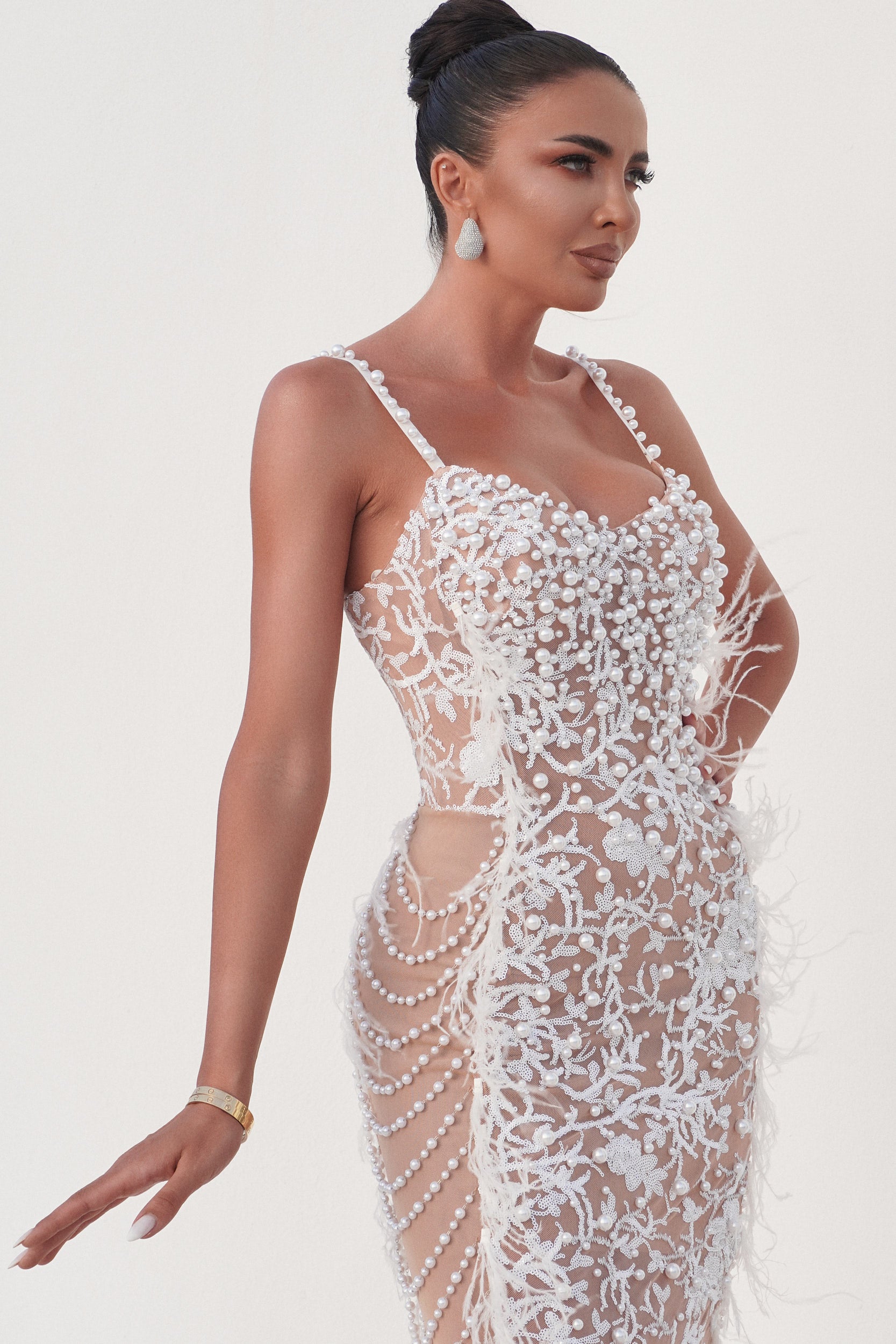Rochie dama lunga alba Johana Bogas