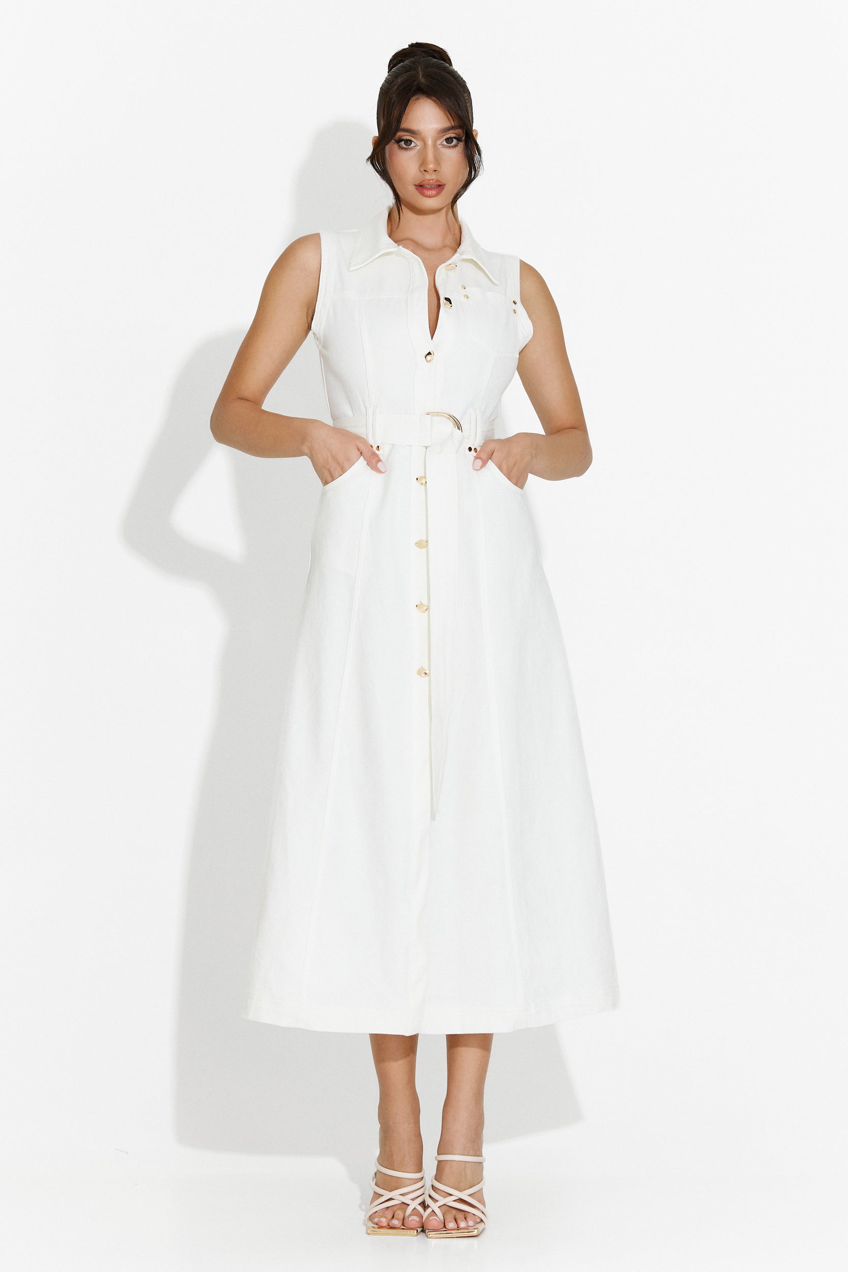 Rochie dama lunga alba Malynda Bogas