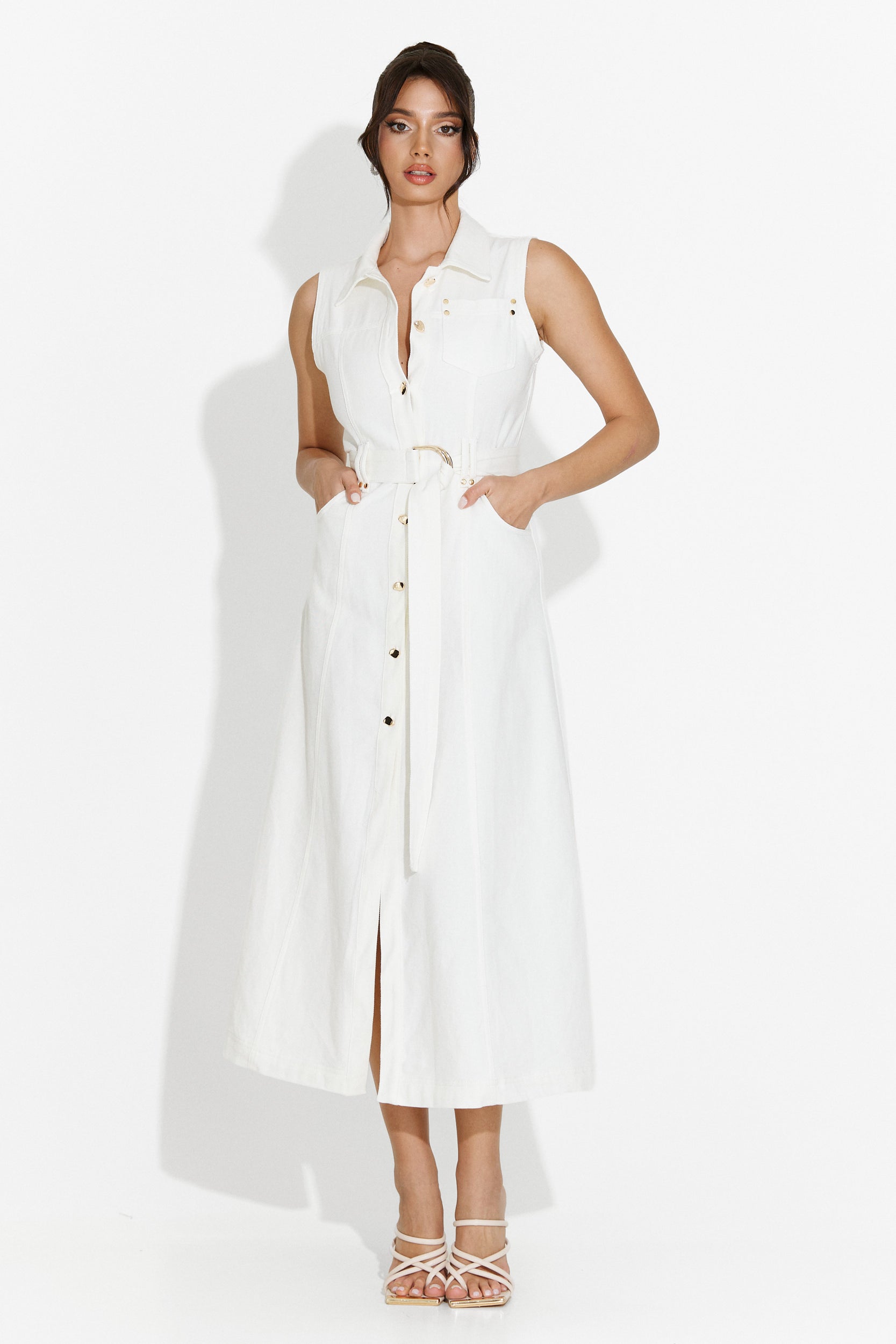 Rochie dama lunga alba Malynda Bogas