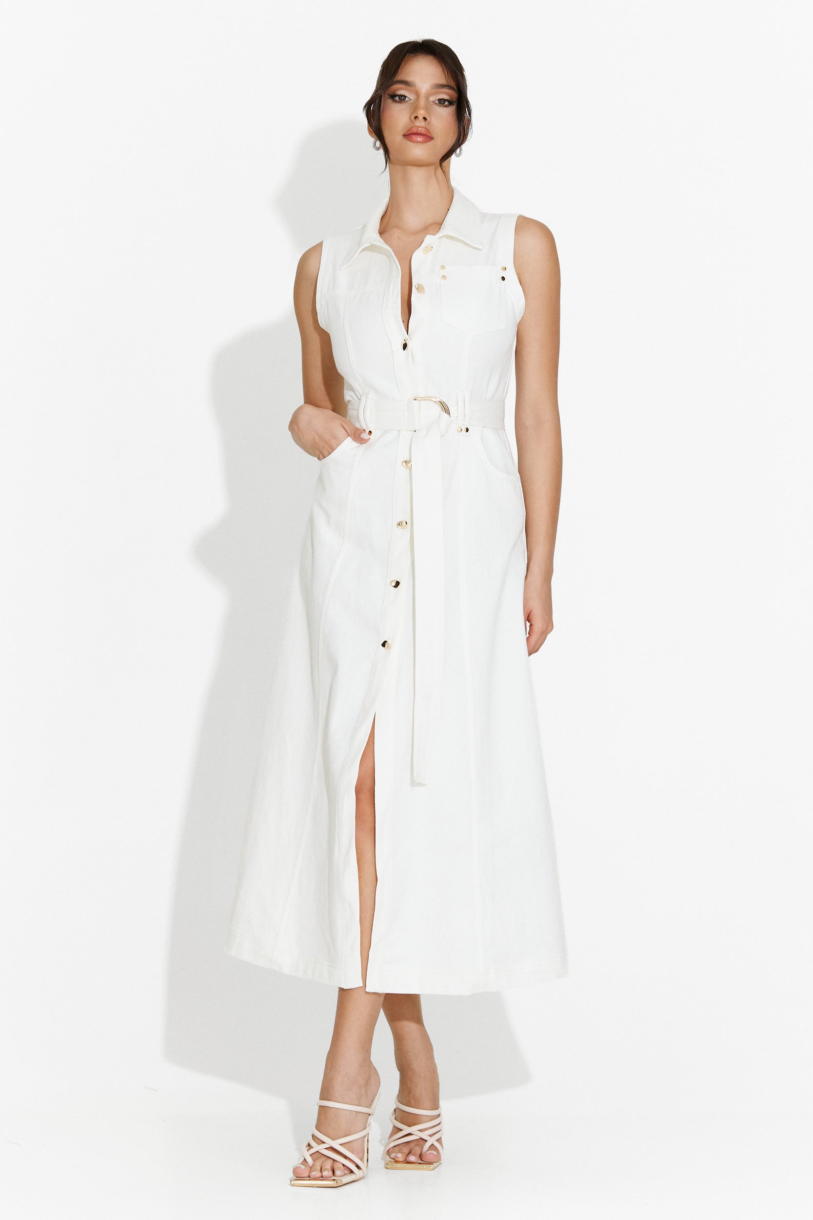 Rochie dama lunga alba Malynda Bogas
