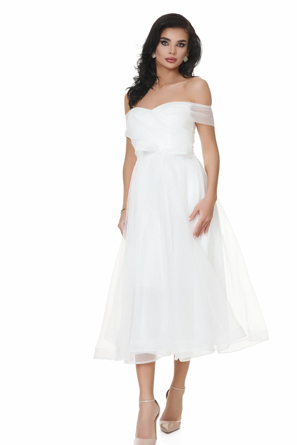 Rochie dama lunga alba Velusita Bogas