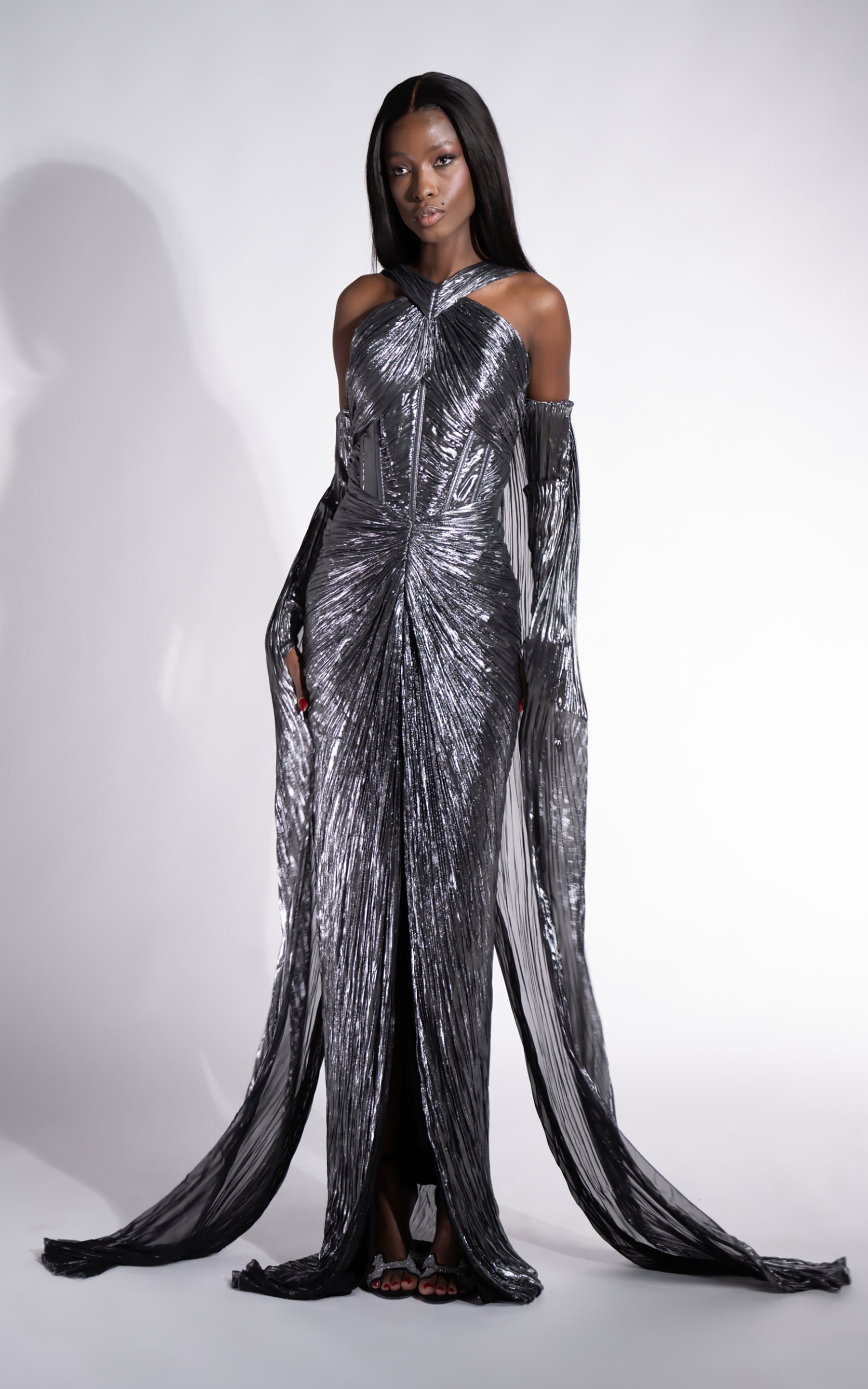 Rochie dama lunga argintie Karlyana Bogas