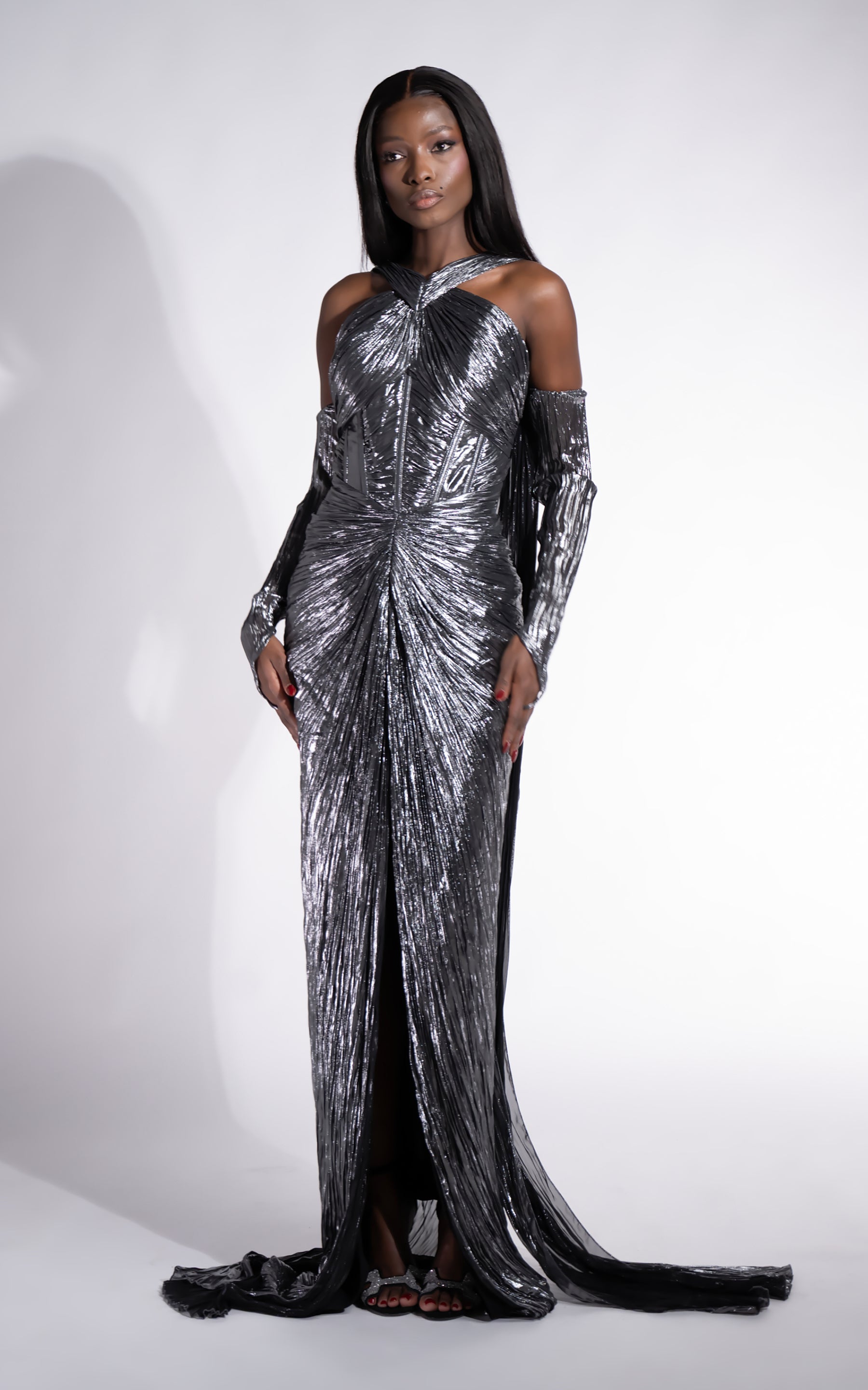 Rochie dama lunga argintie Karlyana Bogas