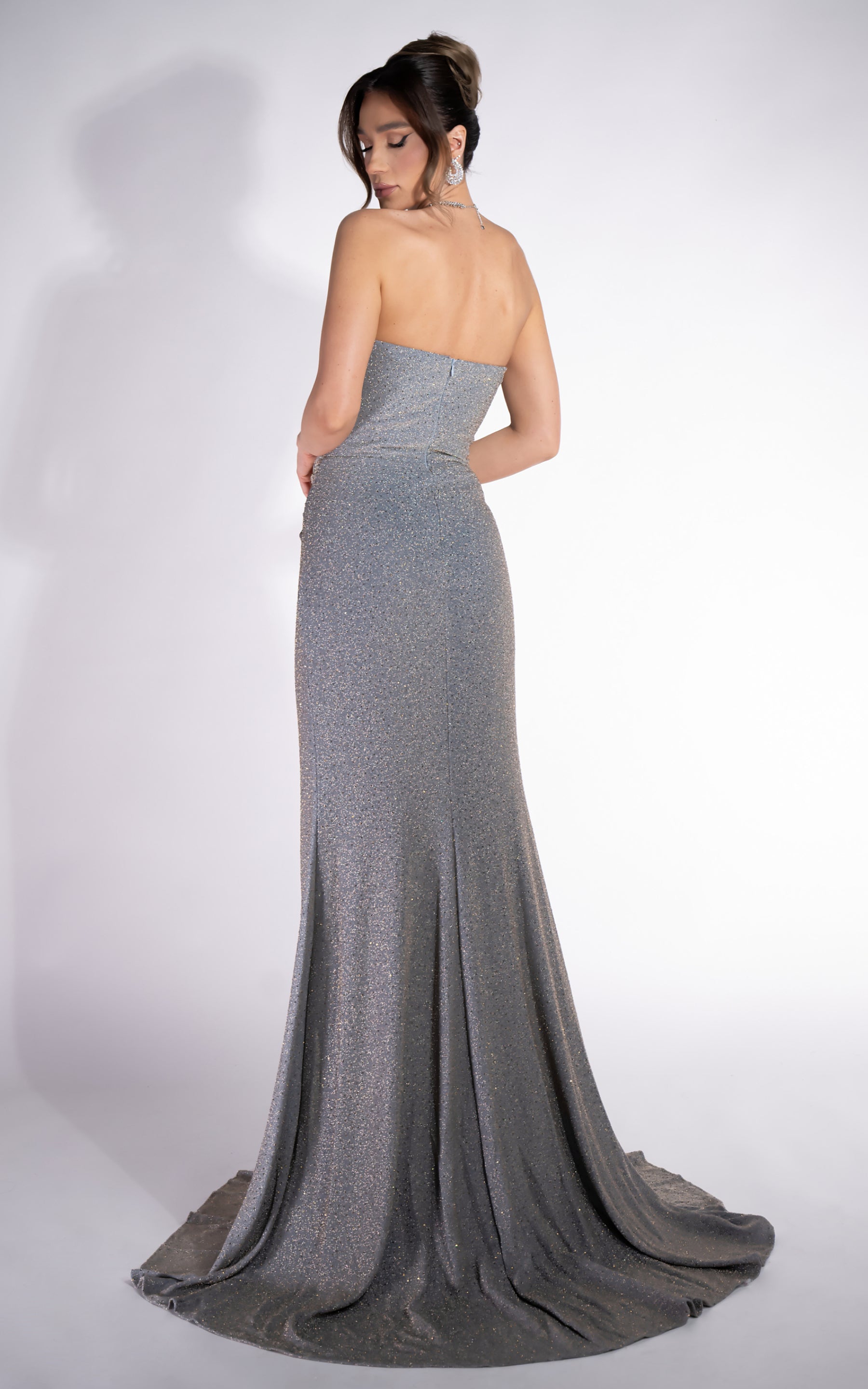 Rochie dama lunga argintiu Taylor Bogas