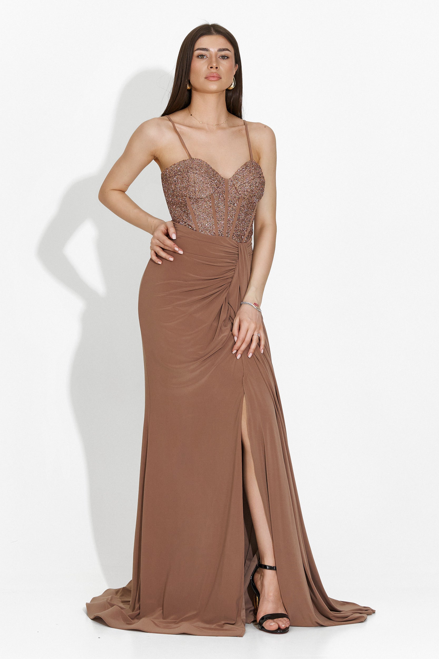 Beige long dress for women Alexandria Bogas