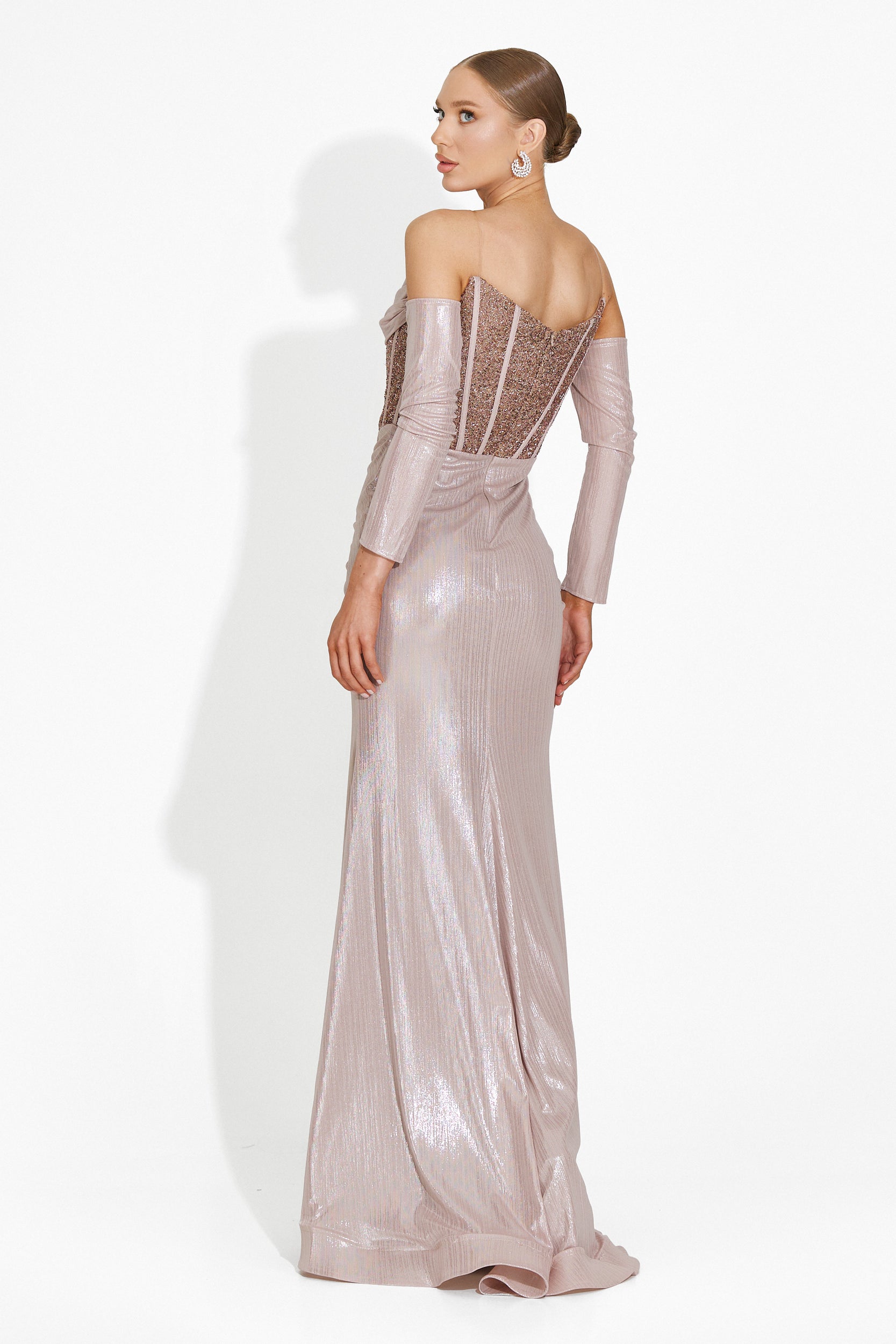 Beige long dress for women Fredricka Bogas