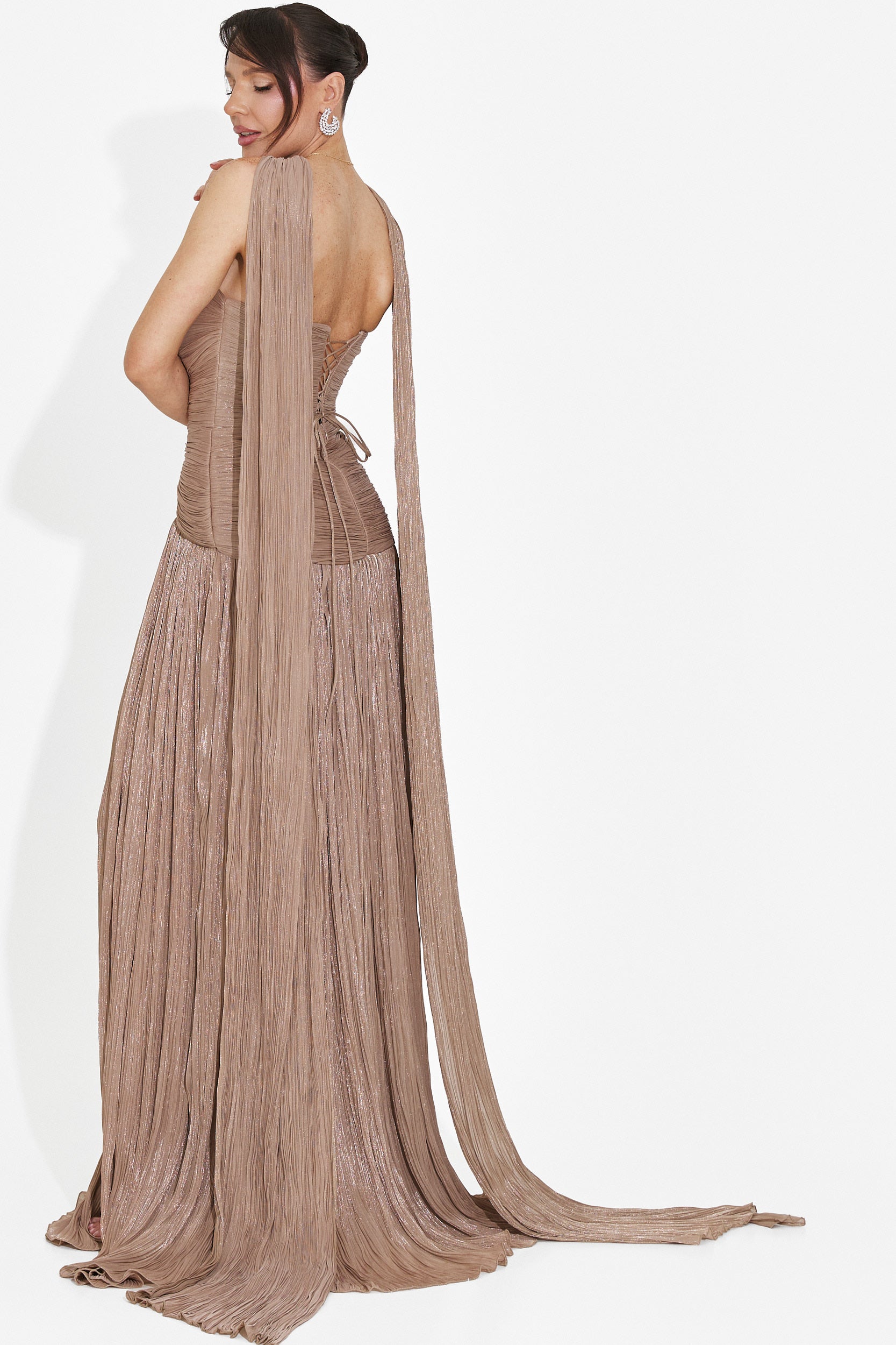 Rochie dama lunga bej Gabielia Bogas