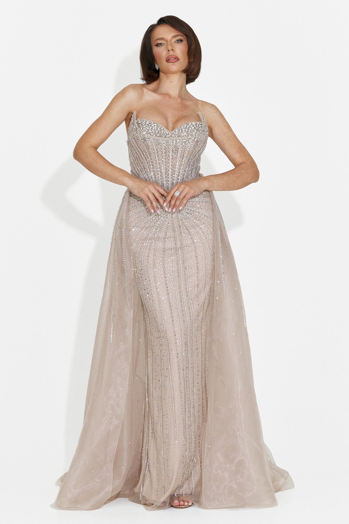 Rochie dama lunga bej Gerda Bogas, imaginea 11 din 15