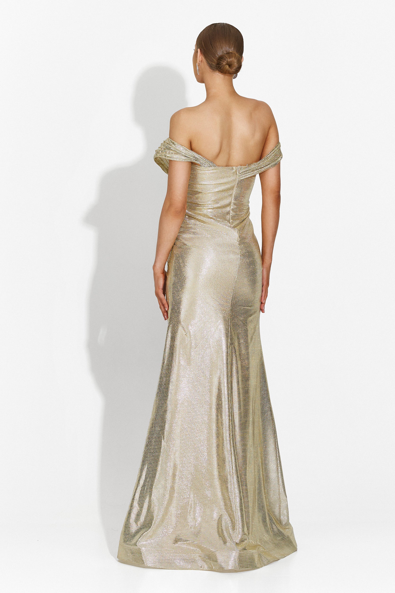 Beige-gold long dress for women Stephane Bogas