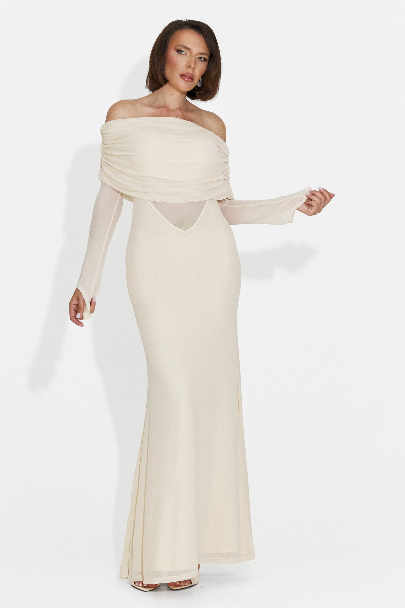 Rochie dama lunga bej Laura Bogas