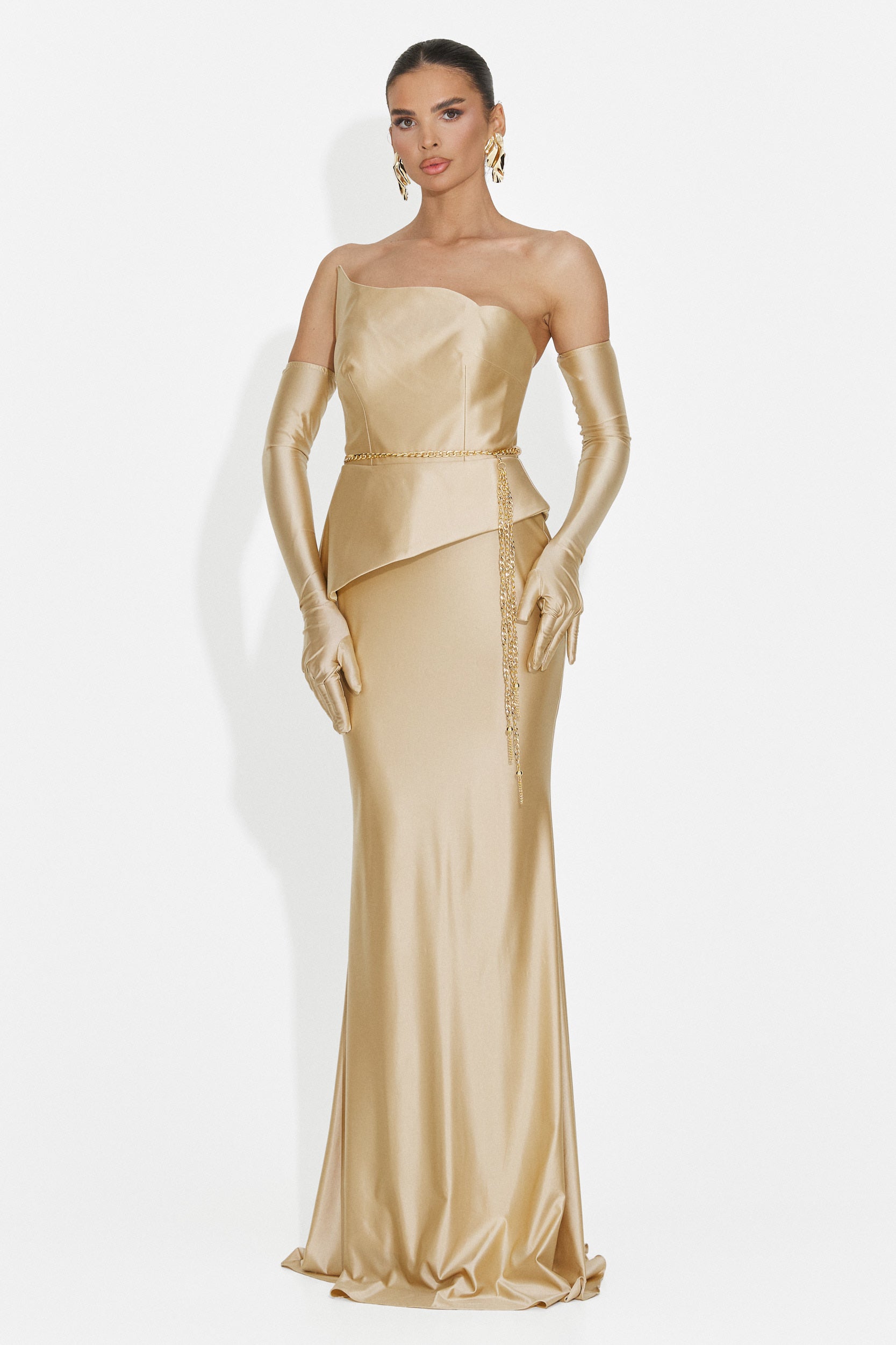 Rochie dama lunga bej Merle Bogas