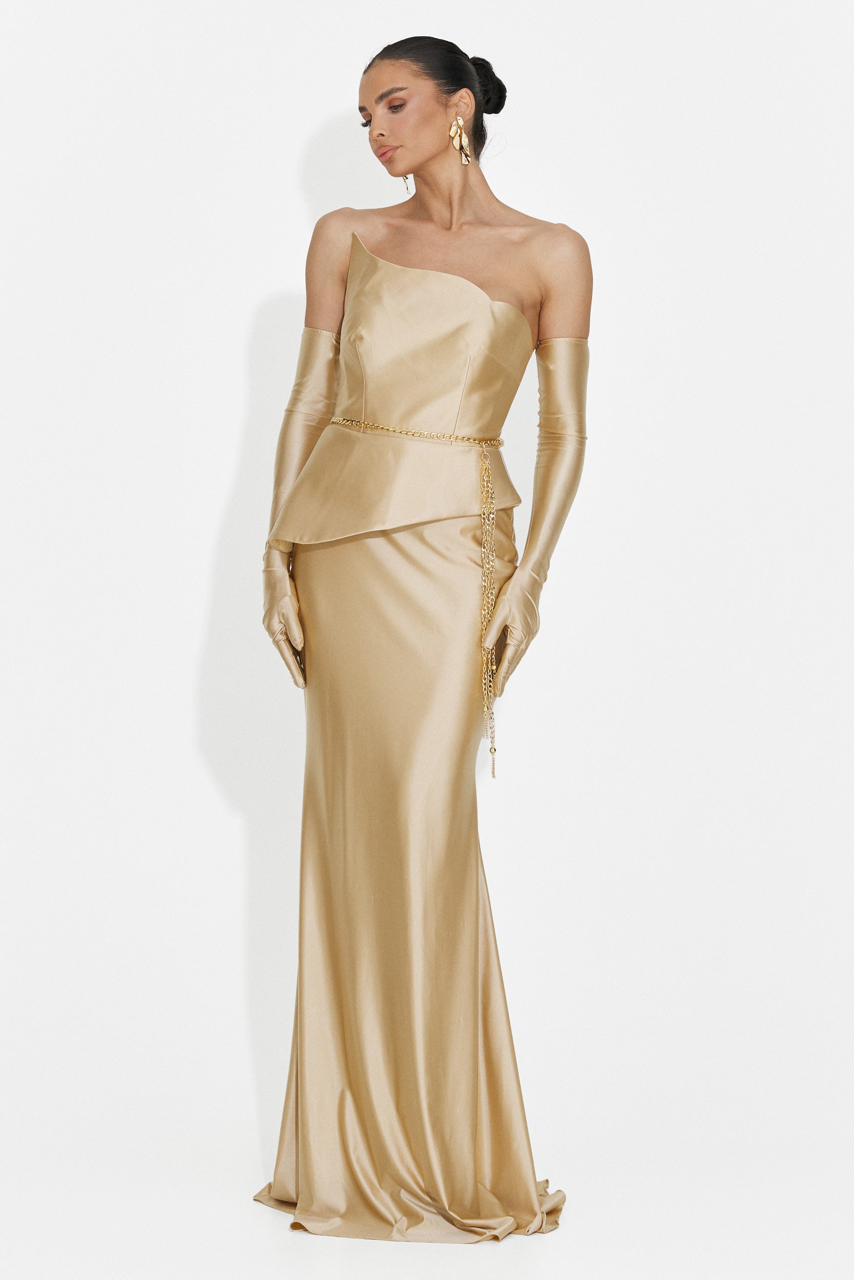 Rochie dama lunga bej Merle Bogas