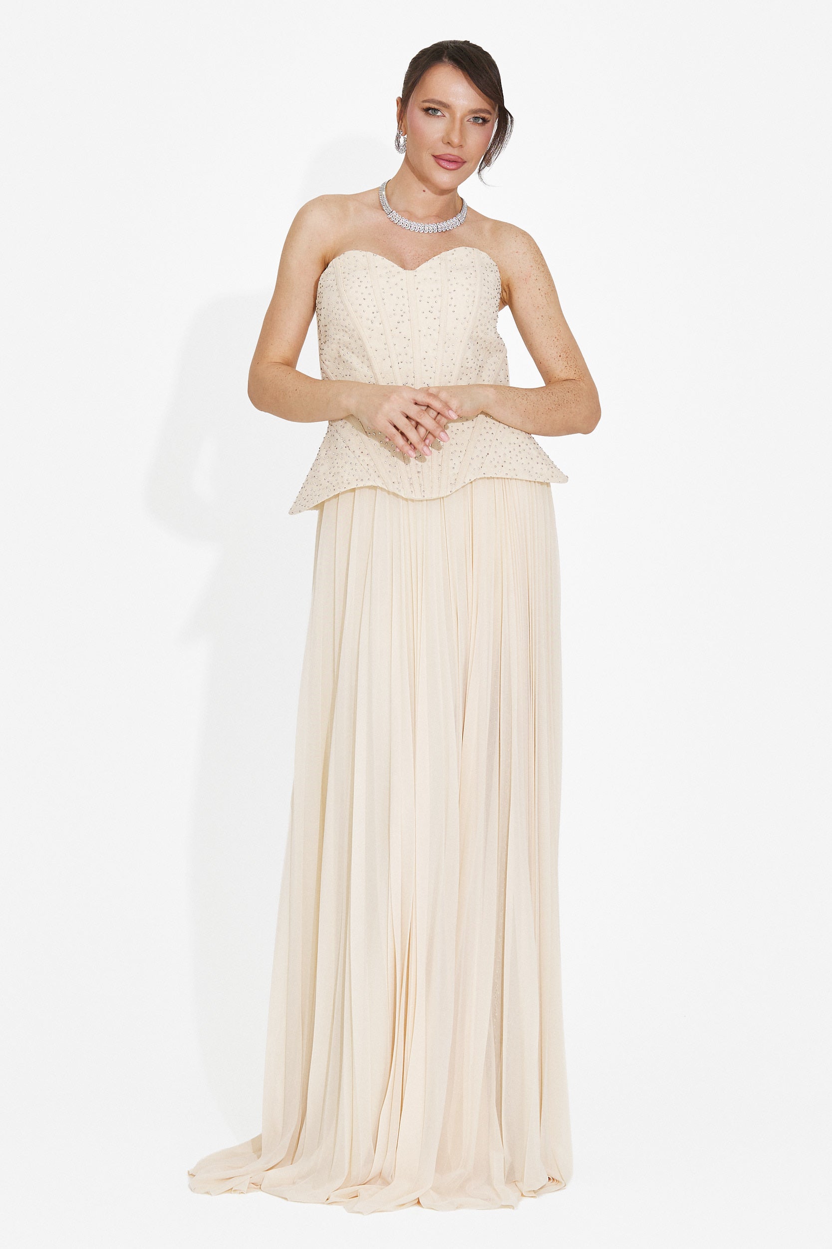 Rochie dama lunga bej Mivea Bogas