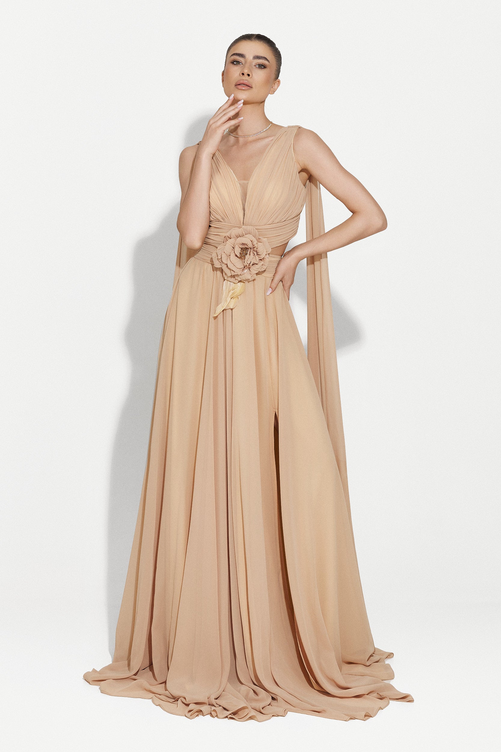 Beige long dress for women Ruba Bogas