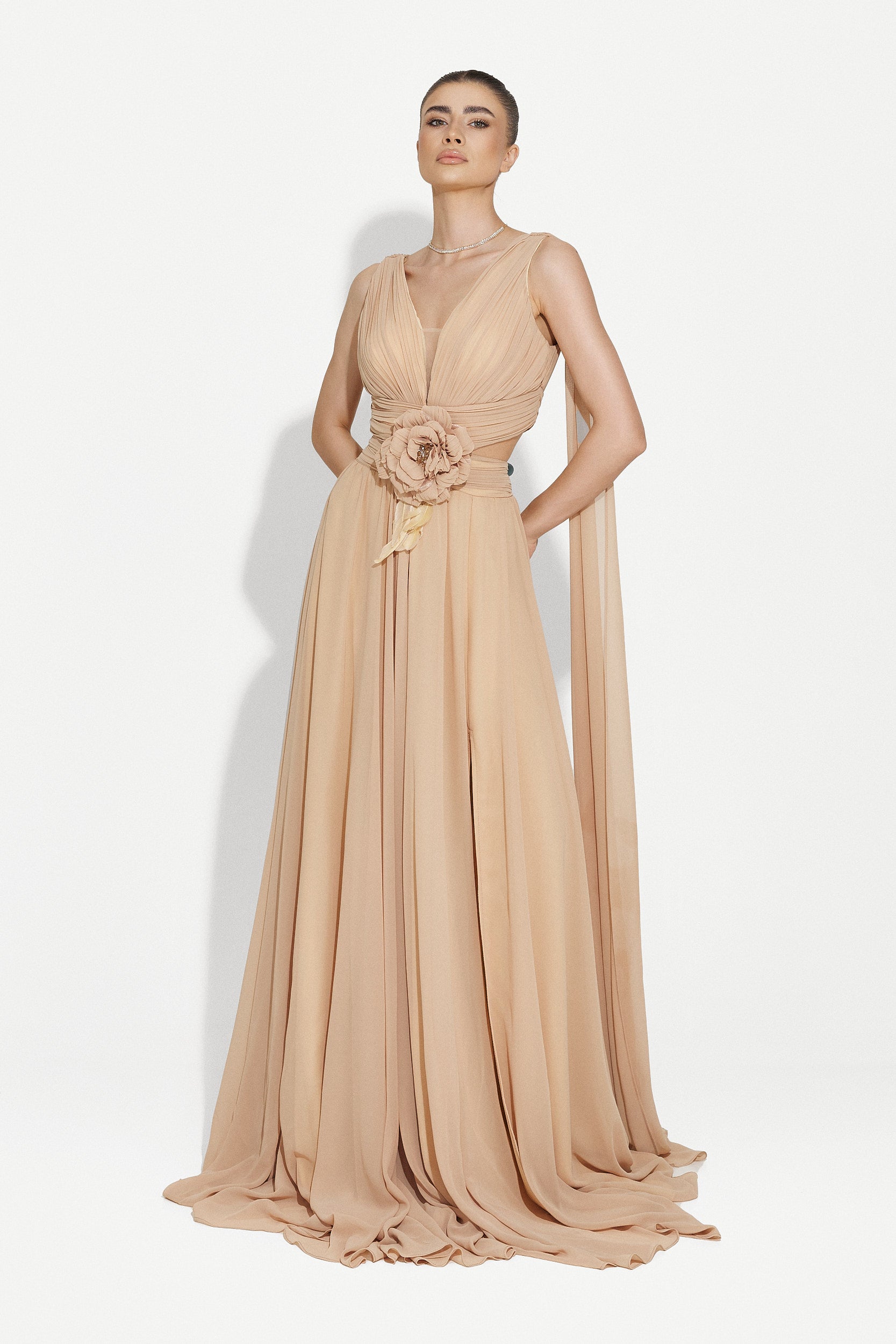 Beige long dress for women Ruba Bogas
