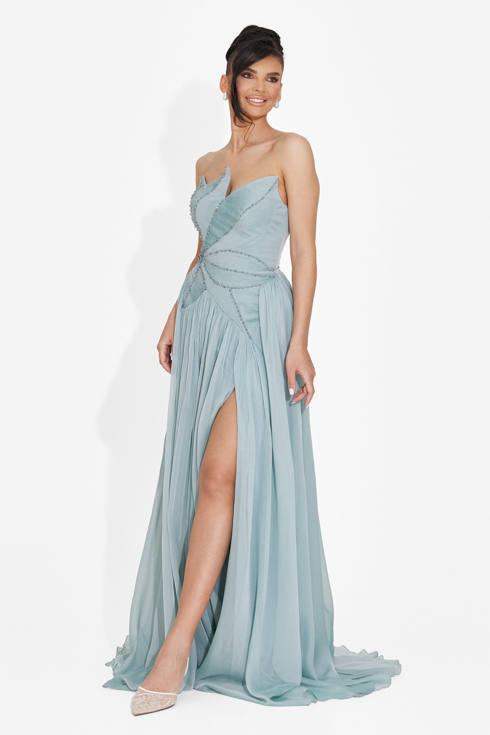 Rochie dama lunga bleu Anaika Bogas